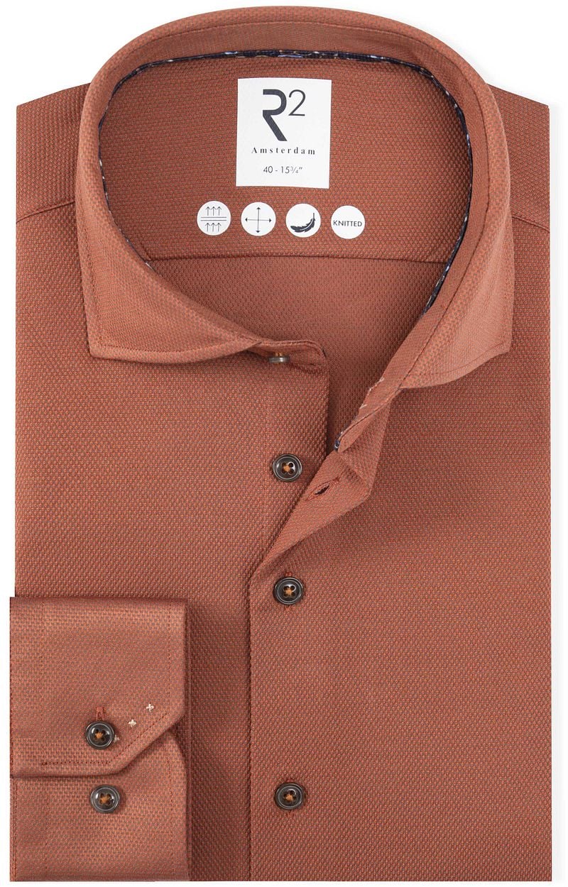 R2 Hemd Dobby Poplin Brique - Größe 44 günstig online kaufen