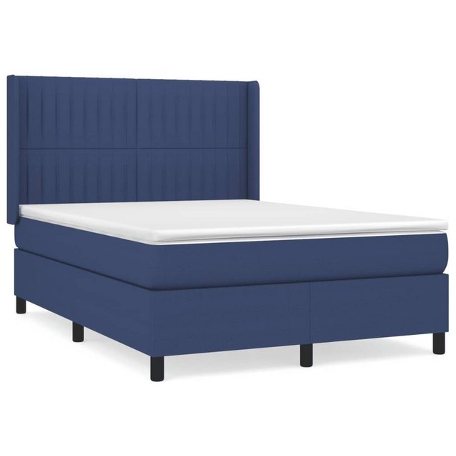 vidaXL Boxspringbett Boxspringbett mit Matratze Blau 140x190 cm Stoff Bett günstig online kaufen