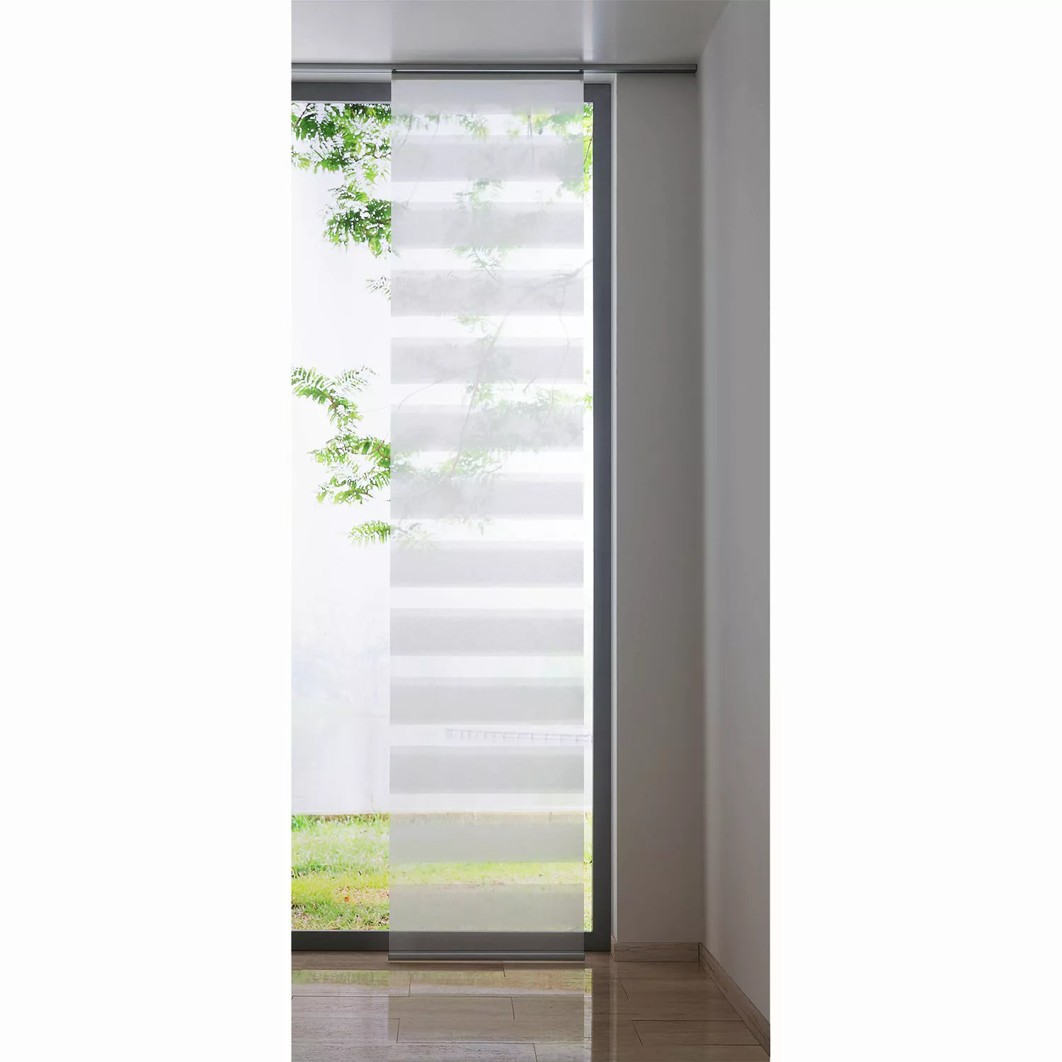 home24 mydeco Flächenvorhang Space Weiß Modern 60x300 cm (BxH) Kunstfaser günstig online kaufen