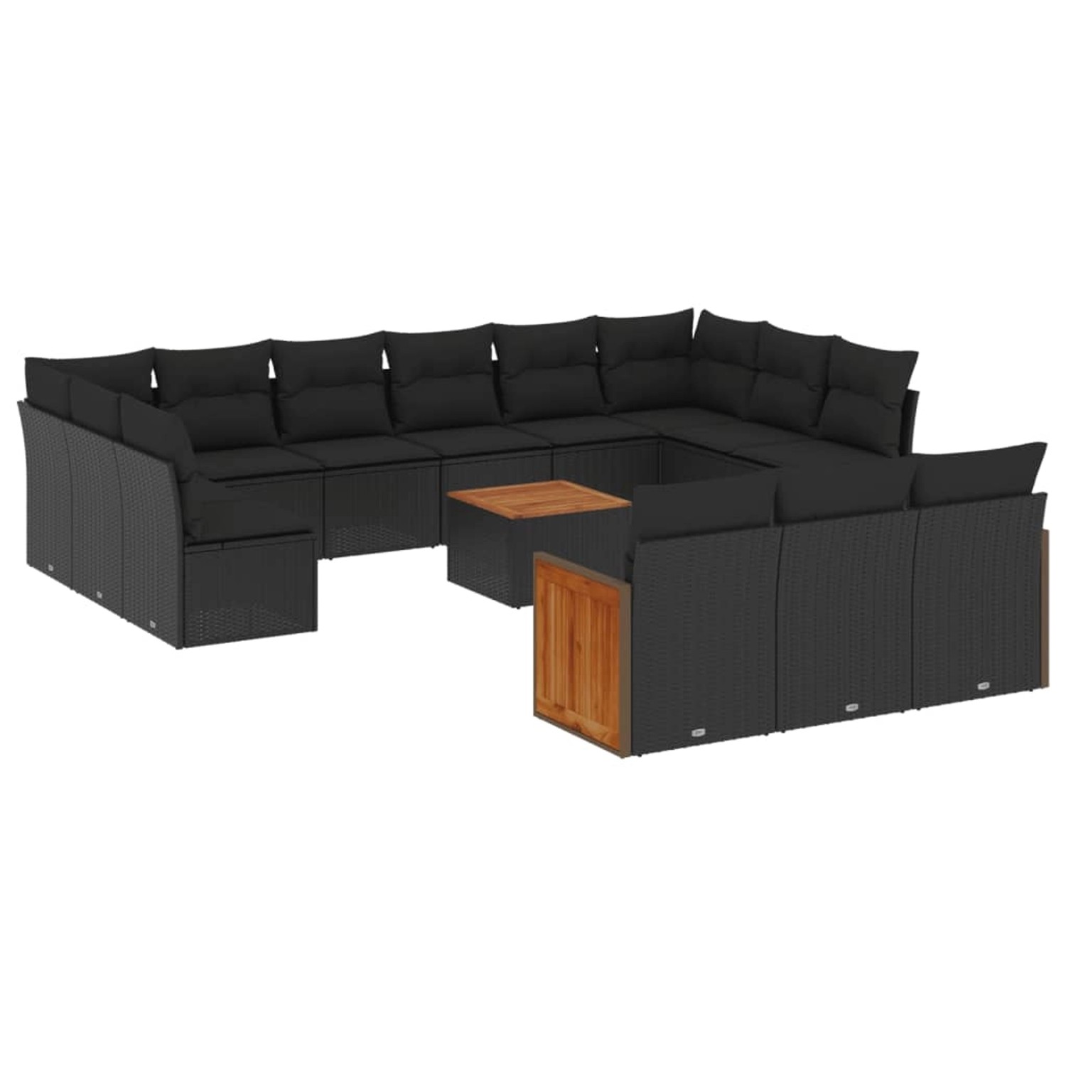 vidaXL 14-Tlg Garten-Sofagarnitur mit Kissen Schwarz Poly Rattan 3228141 günstig online kaufen