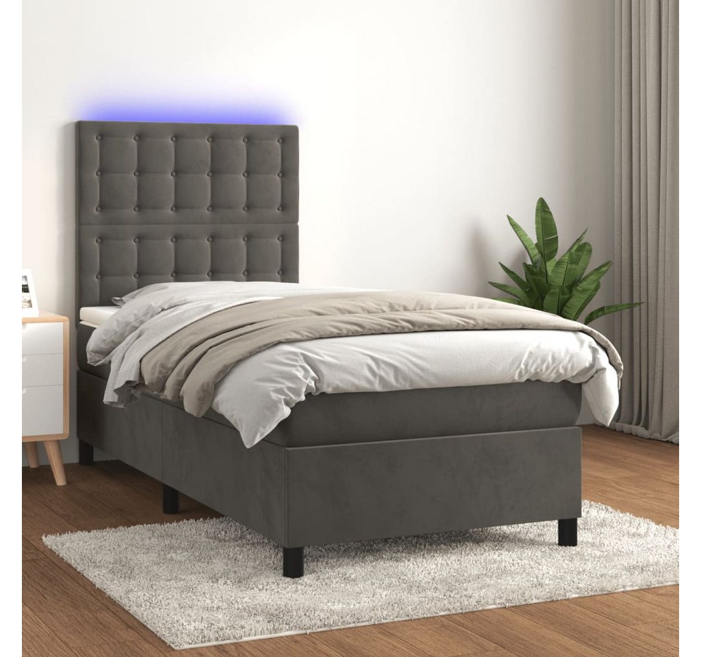 vidaXL Boxspringbett Boxspringbett mit Matratze LED Dunkelgrau 90x190 cm Sa günstig online kaufen