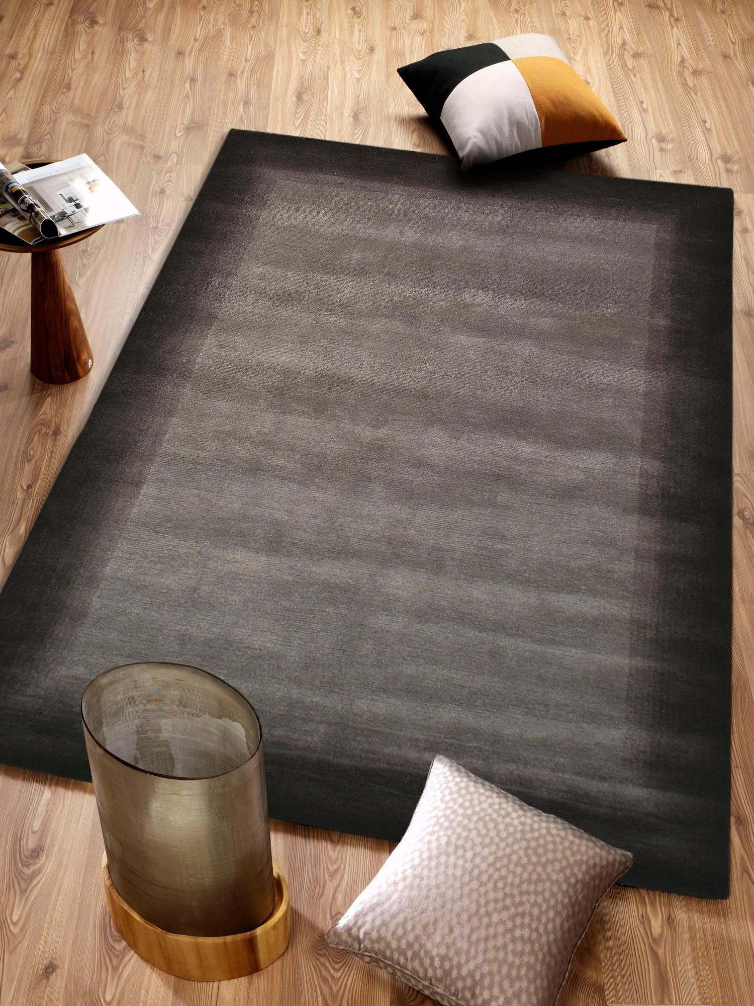 Handgeknüpfter Naturteppich  Vinciano Tami ¦ grau ¦ Wolle ¦ Maße (cm): B: 2 günstig online kaufen