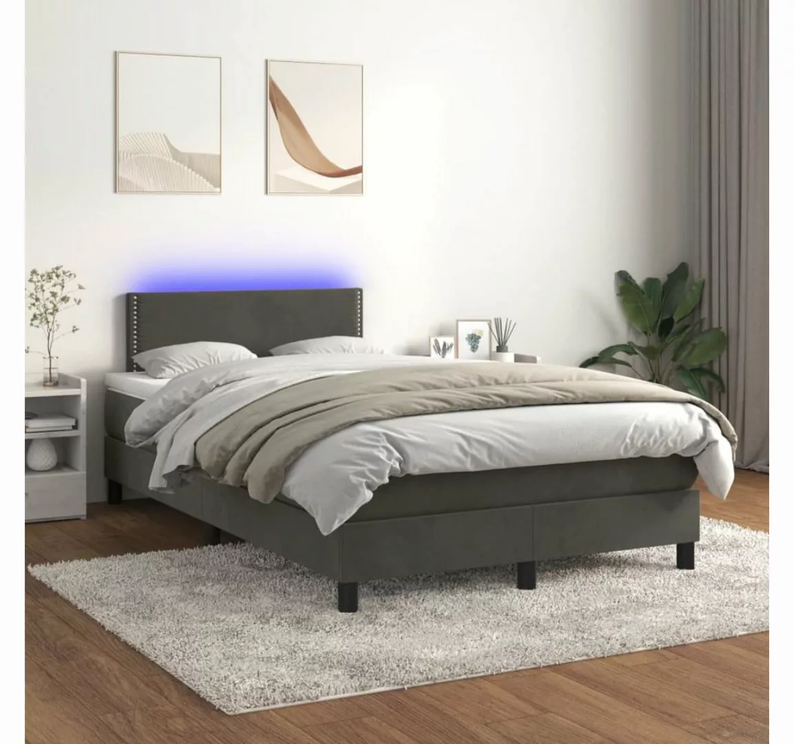 vidaXL Boxspringbett Bett Boxspringbett mit Matratze & LED Samt (120 x 200 günstig online kaufen