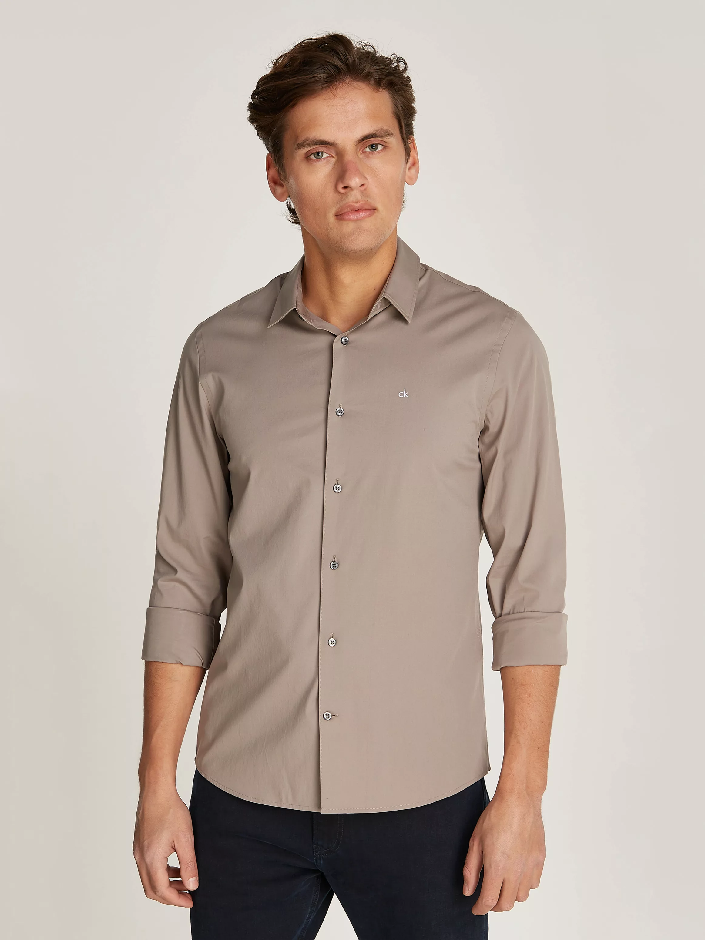 Calvin Klein Langarmhemd "SLIM FIT STRETCH POPLIN", mit Kentkragen günstig online kaufen