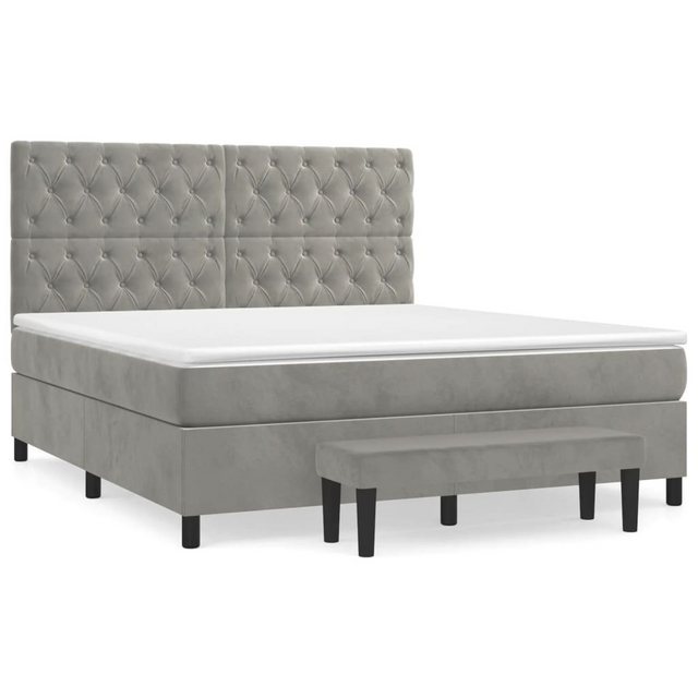 furnicato Bett Boxspringbett mit Matratze Hellgrau 160x200 cm Samt günstig online kaufen