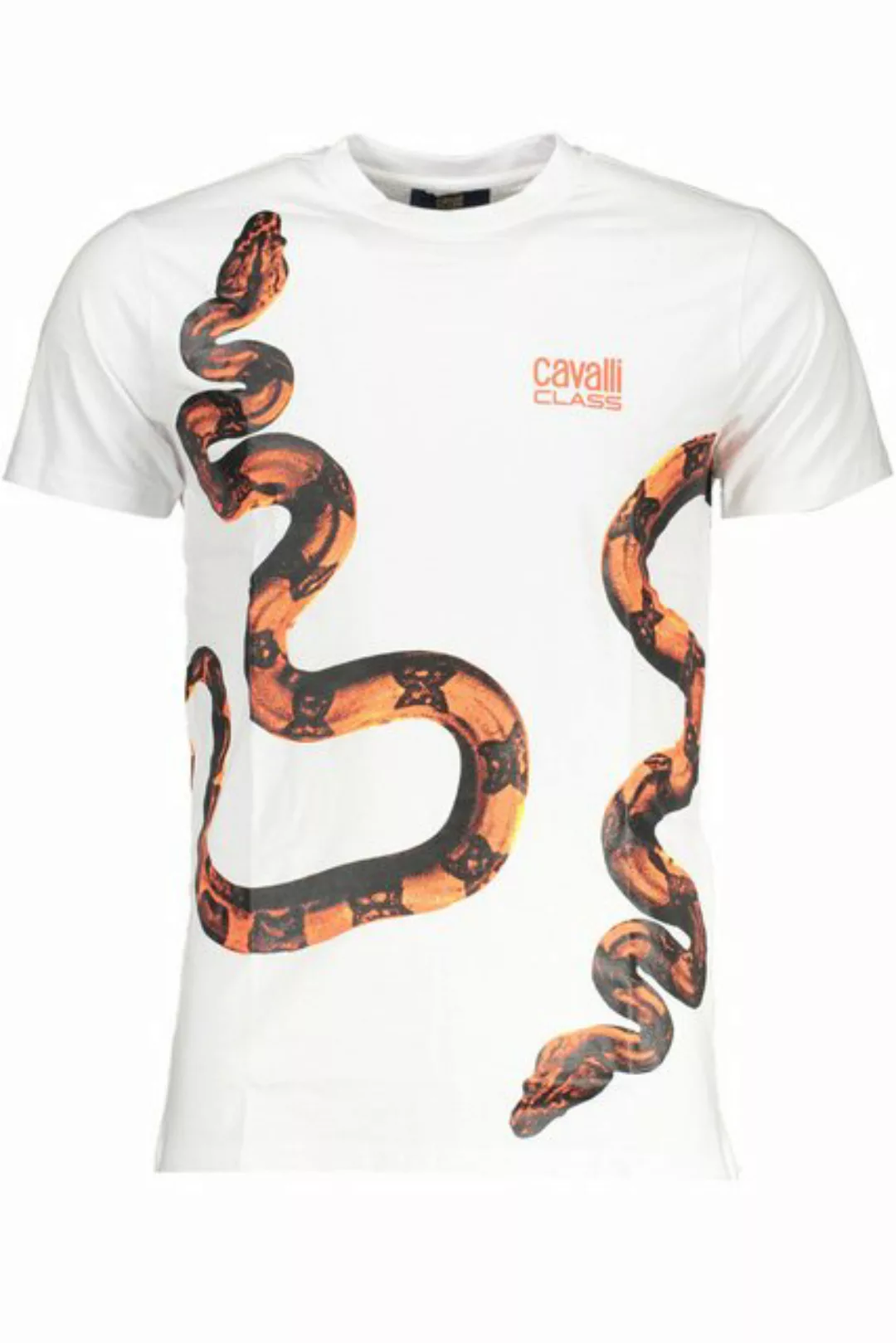 Cavalli Class T-Shirt Weißes Herren T-Shirt mit Rundhals und Logo-Print günstig online kaufen