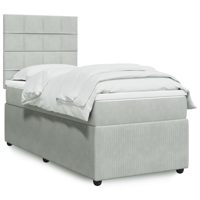 vidaXL Boxspringbett Boxspringbett mit Matratze Hellgrau 90x200 cm Samt Bet günstig online kaufen