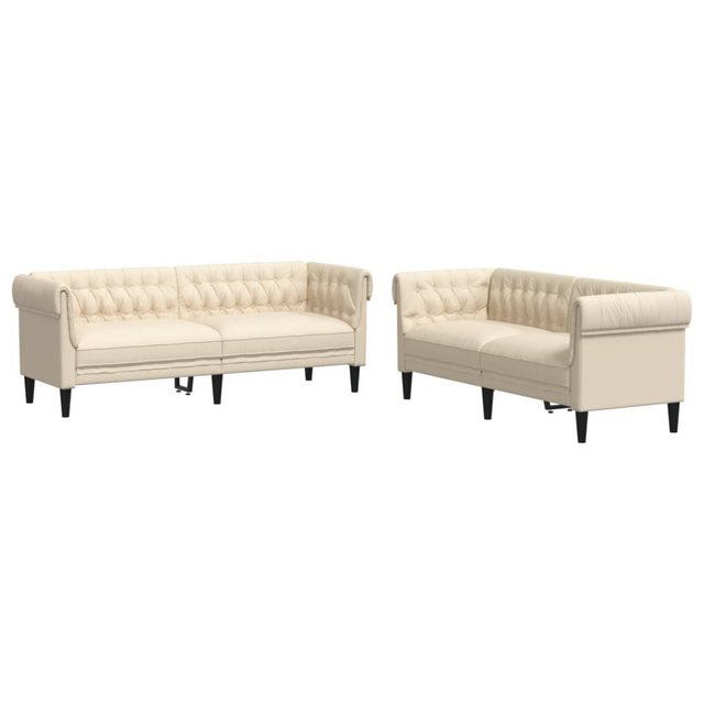 vidaXL Sofa 2-tlg. Sofagarnitur Creme Stoff günstig online kaufen