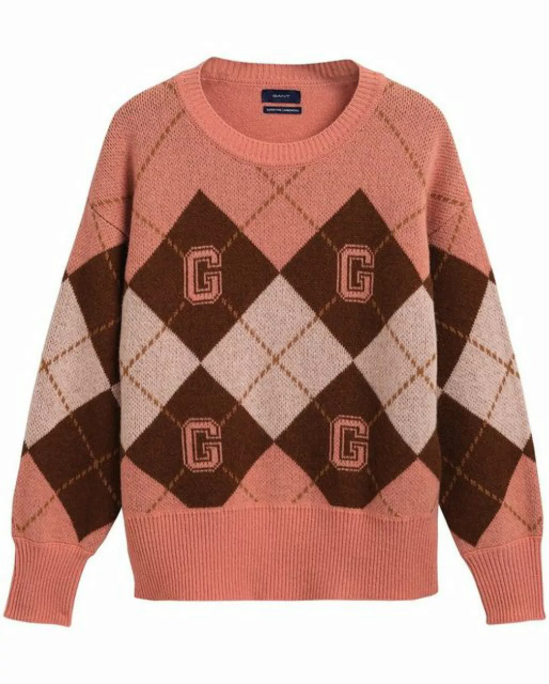 Gant Strickpullover Rundhals-Pullover mit Argyle-Muster günstig online kaufen