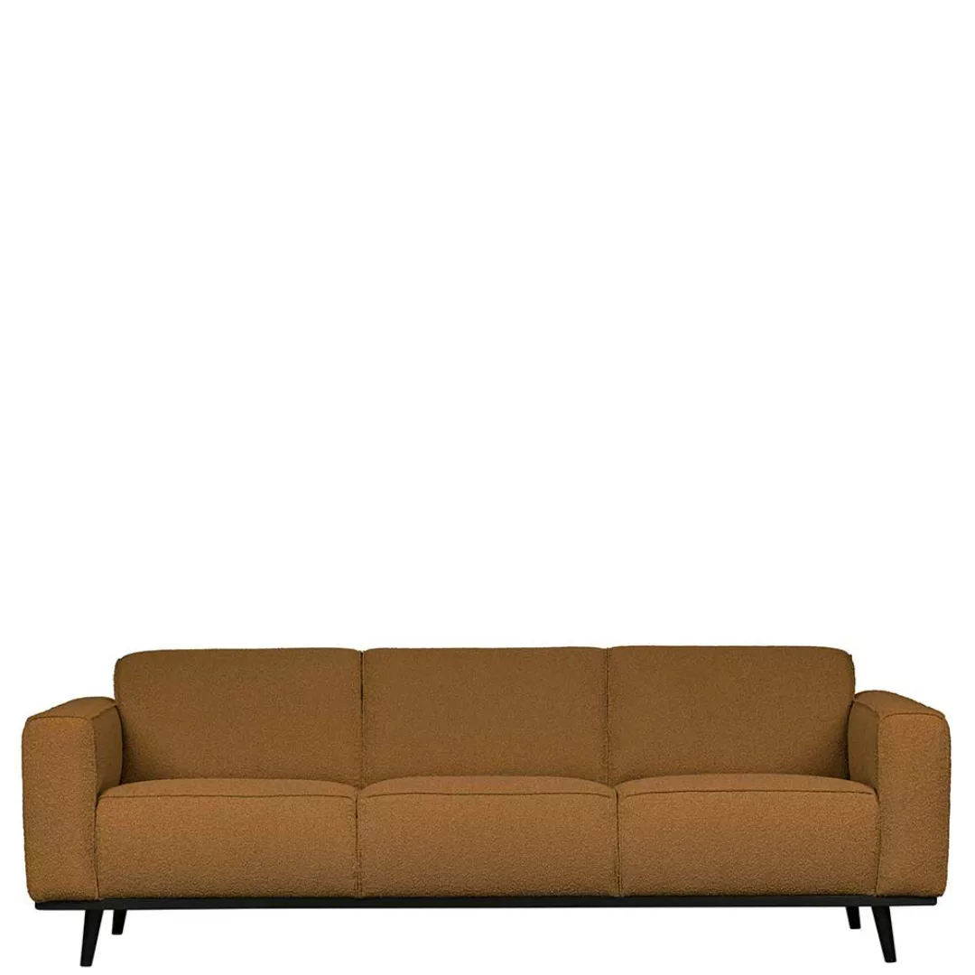 Dreisitzer Sofa in Bernsteinfarben Stoff Armlehnen günstig online kaufen