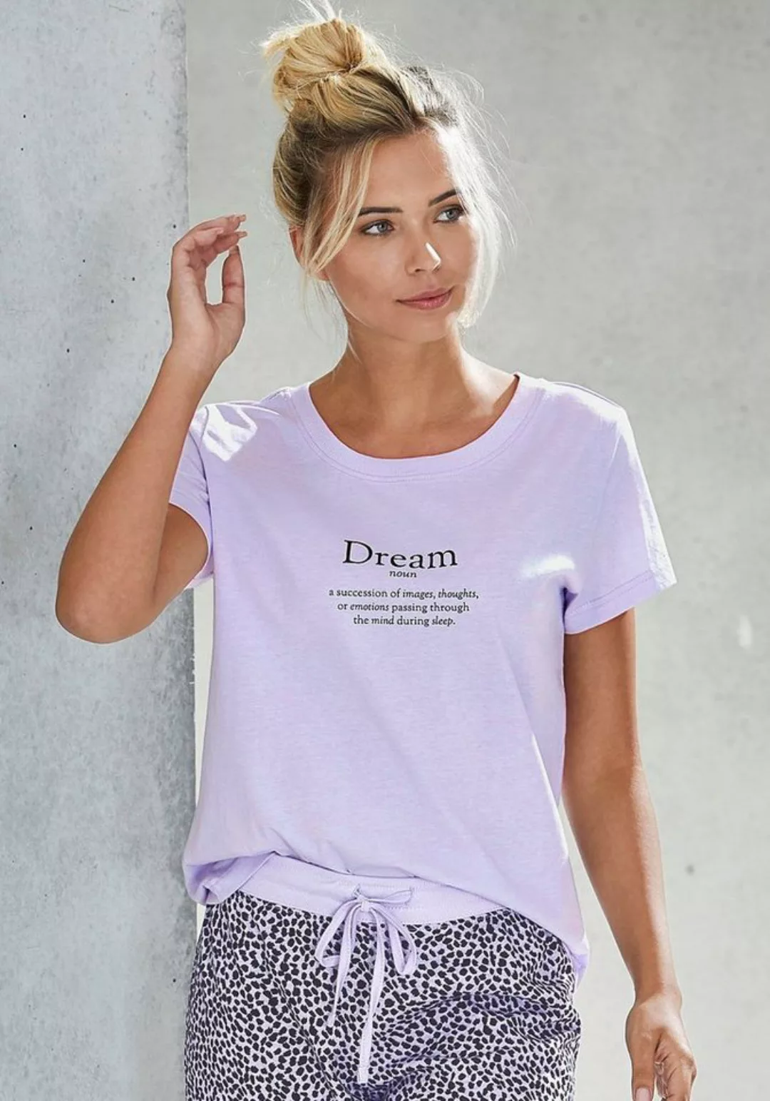 Vivance Dreams Pyjamaoberteil, mit Statementdruck günstig online kaufen