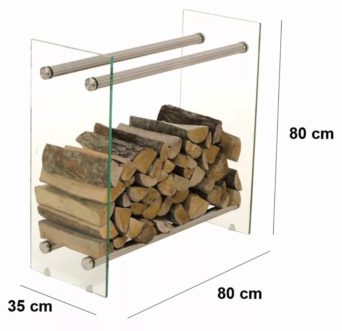 Kaminholzständer Dacio Klarglas 35x80x80 Edelstahl günstig online kaufen