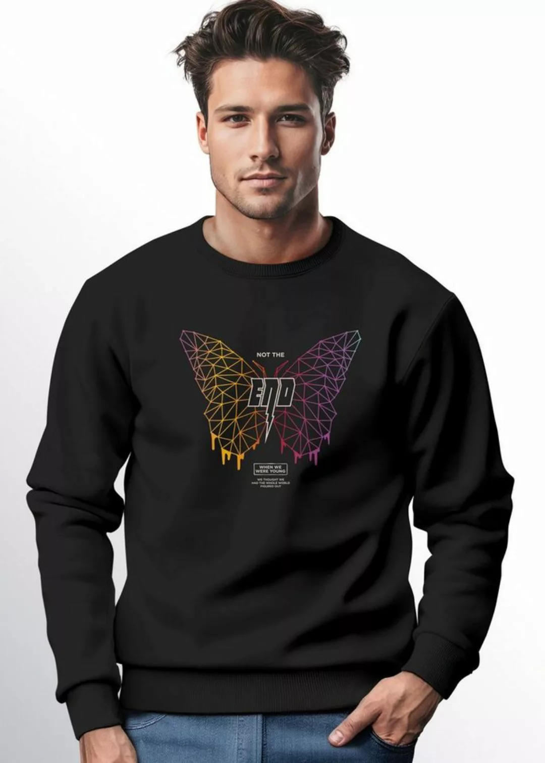 Neverless Sweatshirt Sweatshirt Herren Schmetterling Geometric Design Butte günstig online kaufen