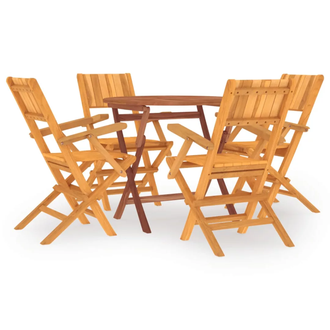 Vidaxl 5-tlg. Garten-essgruppe Massivholz Teak günstig online kaufen