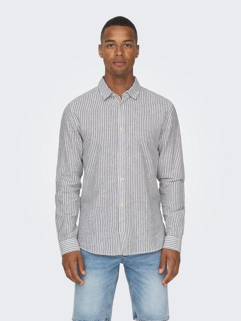 ONLY & SONS Kurzarmhemd ONSCAIDEN LS STRIPE LINEN SHIRT 660 NOOS günstig online kaufen