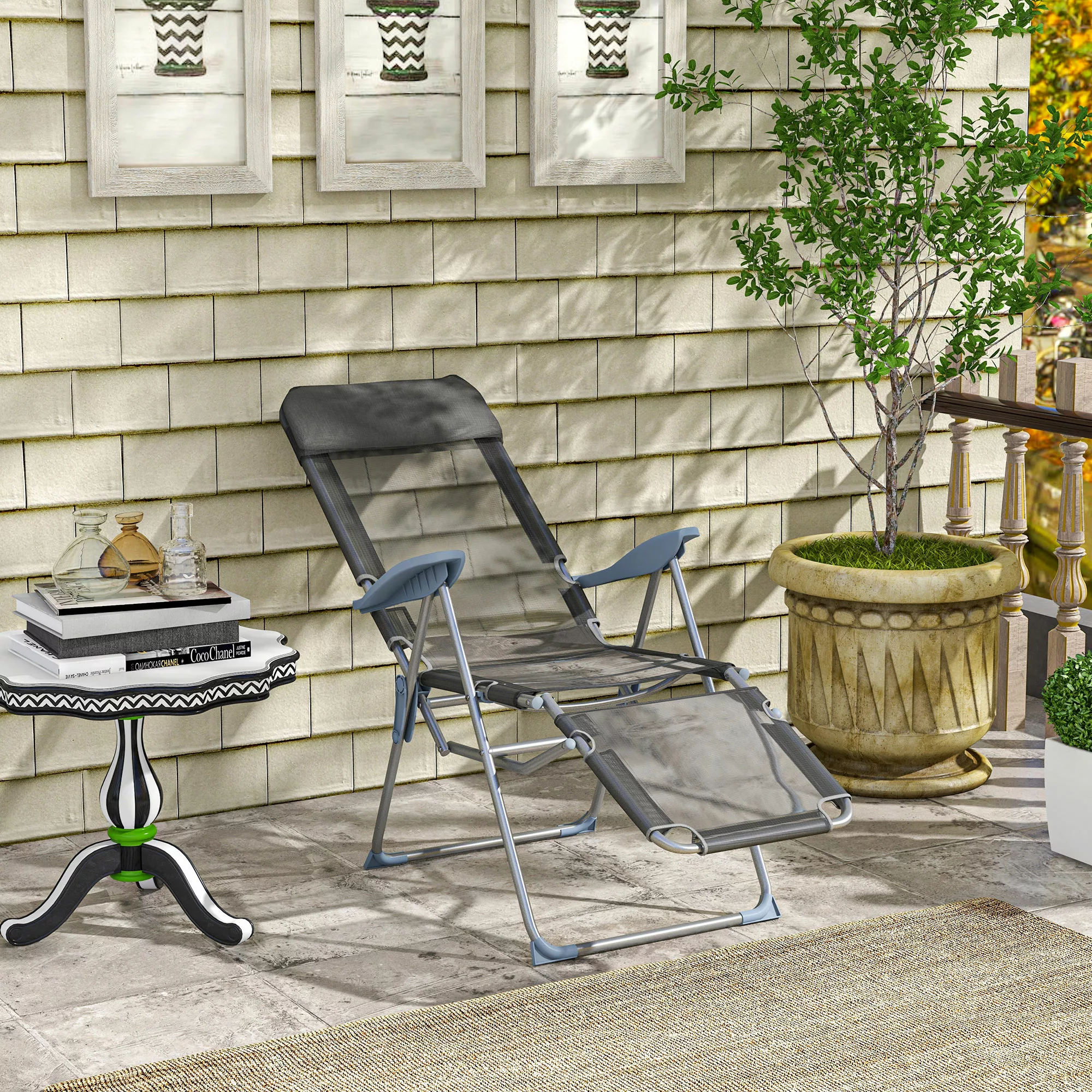Outsunny Sonnenliege, Klappbarer Liegestuhl, Gartenliege mit Verstellbarer günstig online kaufen