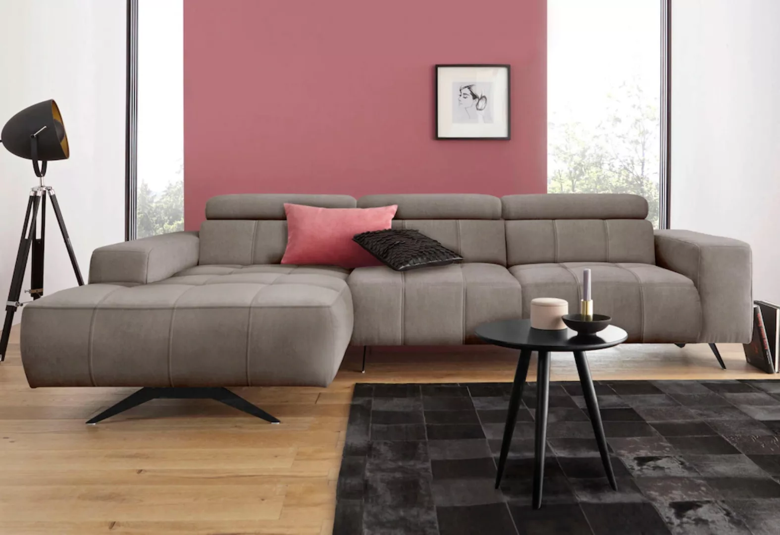 DOMO collection Ecksofa "Trento L-Form", wahlweise mit Kopfteilverstellung, günstig online kaufen