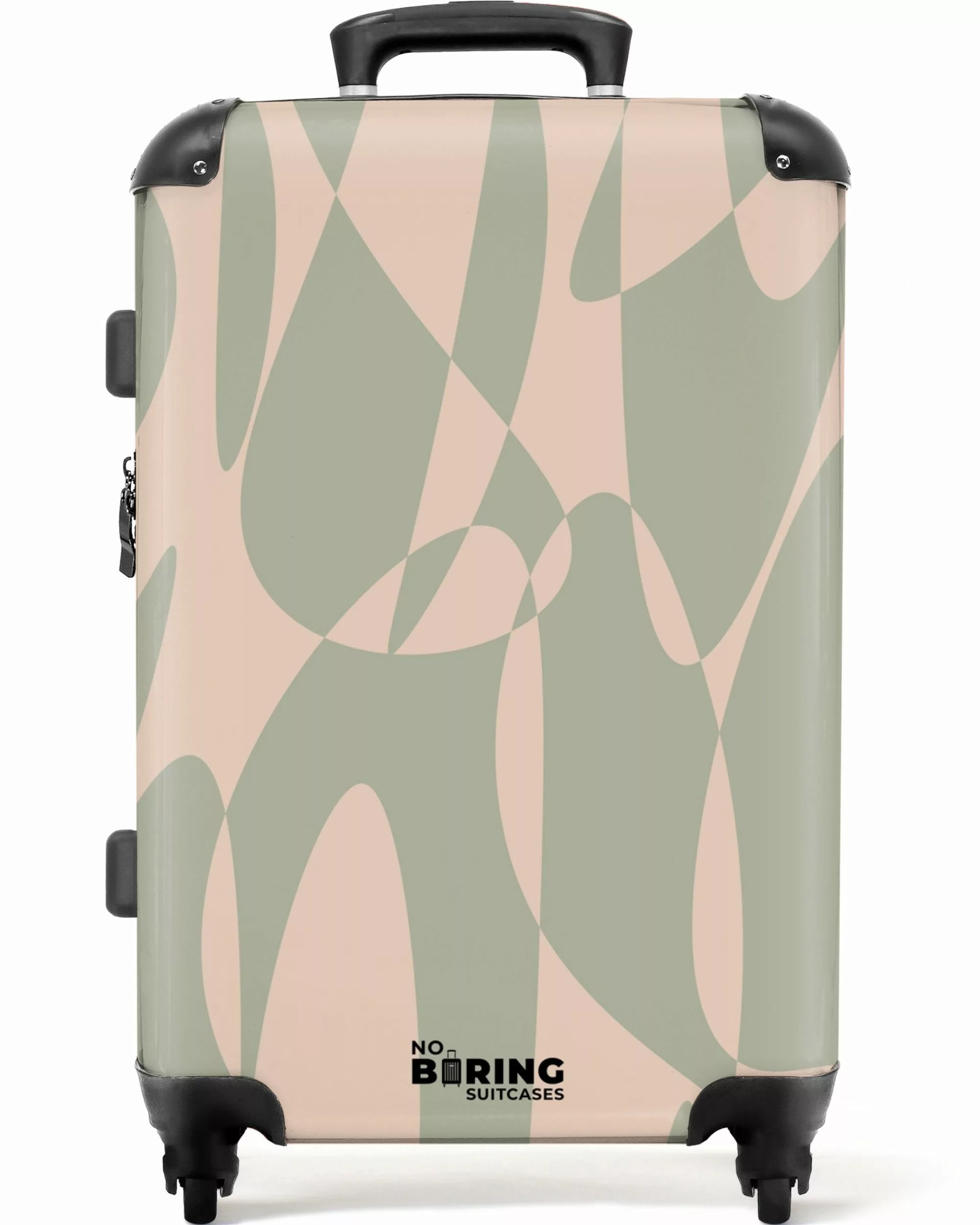 NoBoringSuitcases.com© Hartschalen-Trolley Beige mit grünen abstrakten günstig online kaufen