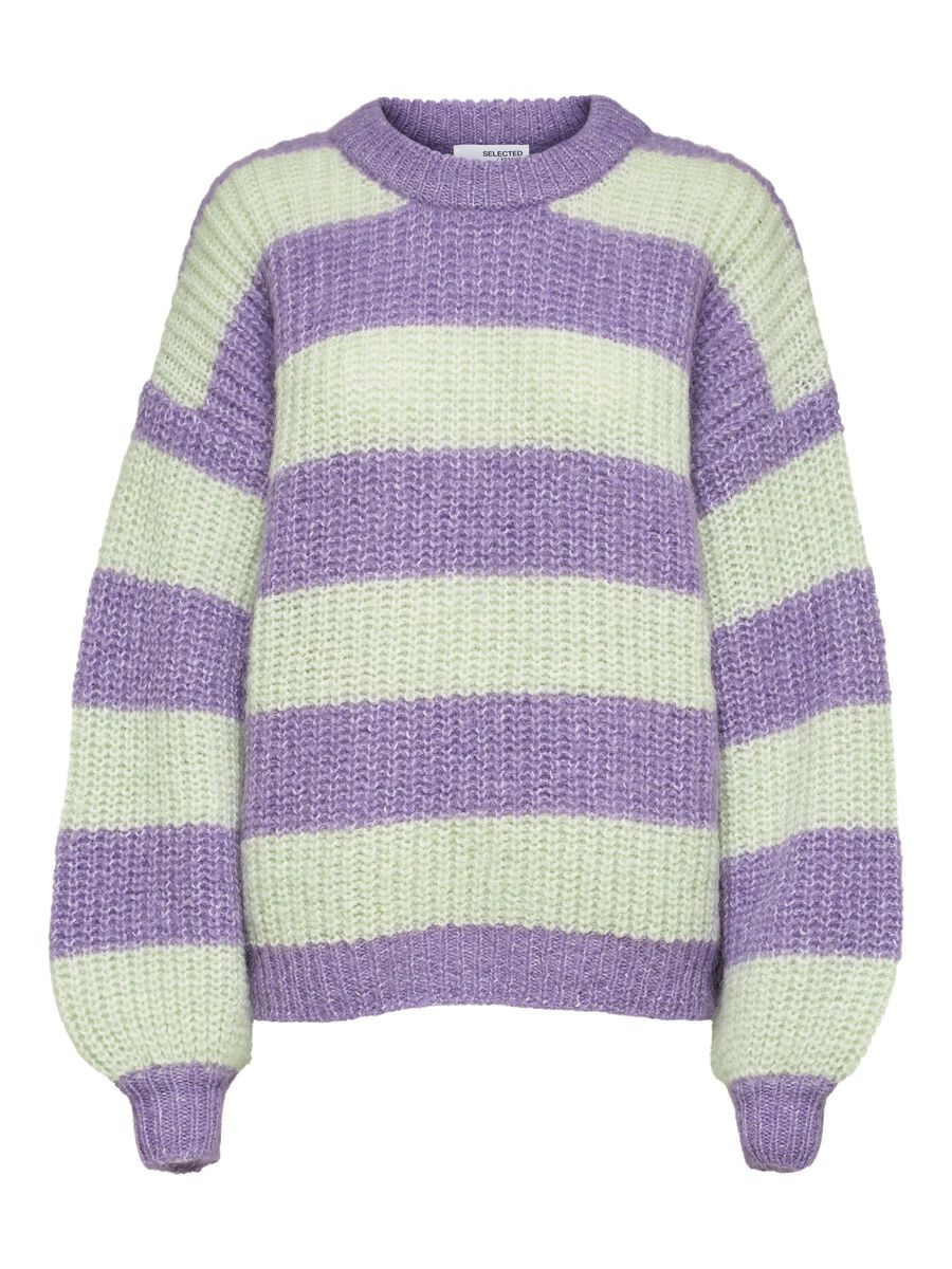 SELECTED Gestreifter Strickpullover Damen Violett günstig online kaufen