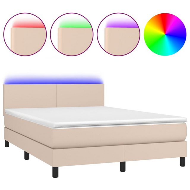 vidaXL Boxspringbett Bett Boxspringbett mit Matratze & LED Kunstleder (140 günstig online kaufen