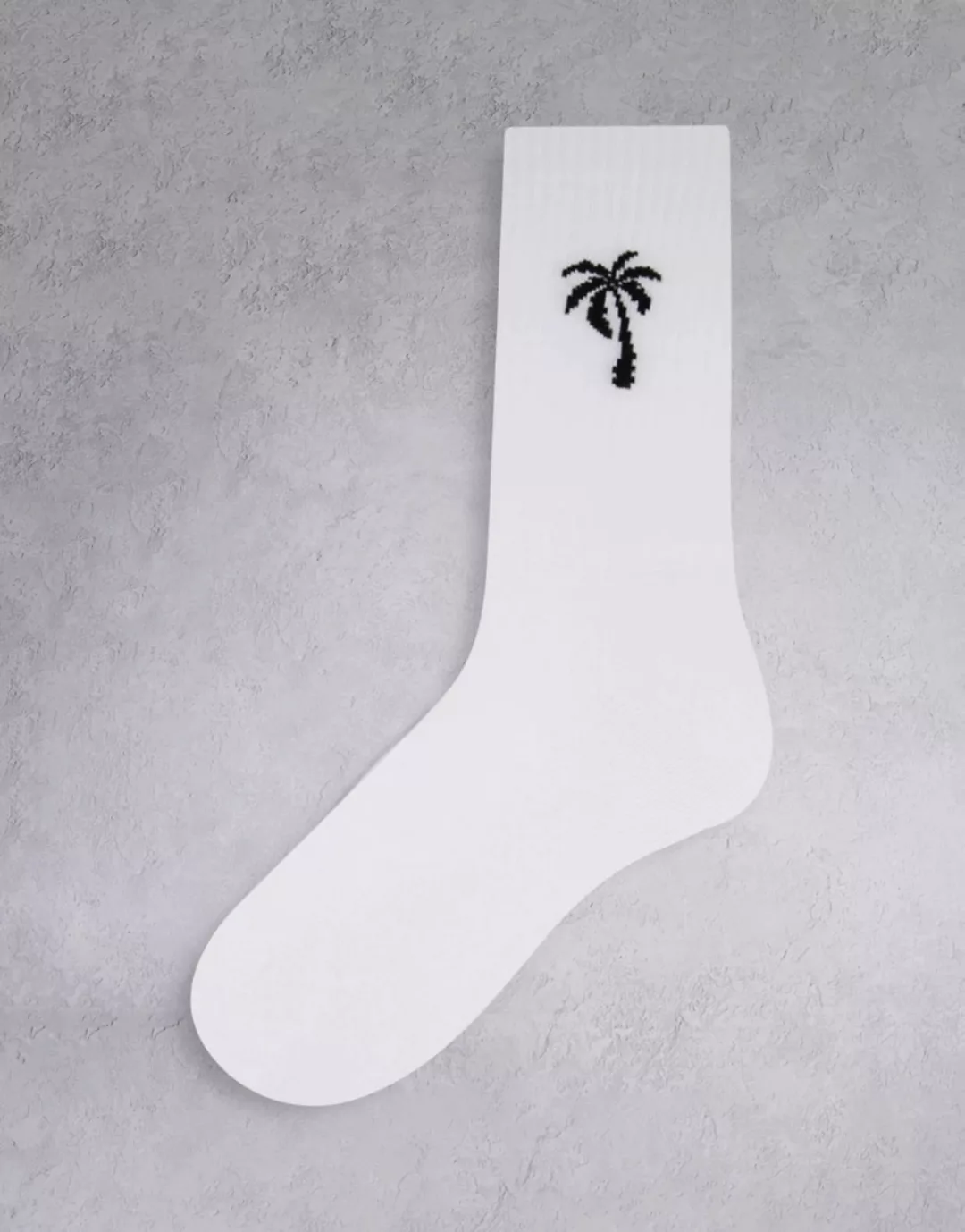 ASOS DESIGN – Knöchelsocken in Weiß mit Palmenlogo günstig online kaufen