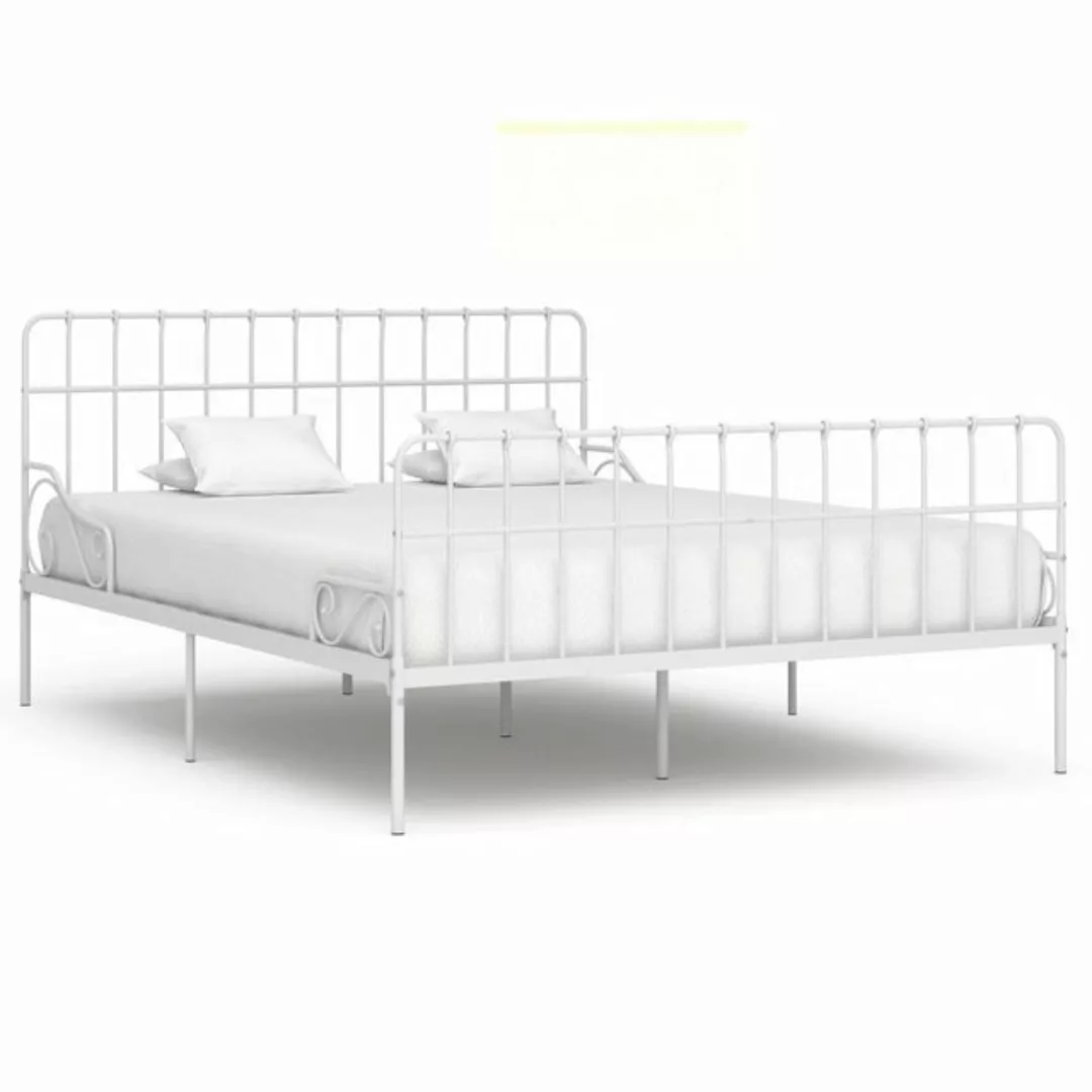 furnicato Bett Bettgestell mit Lattenrost Weiß Metall 200 × 200 cm günstig online kaufen