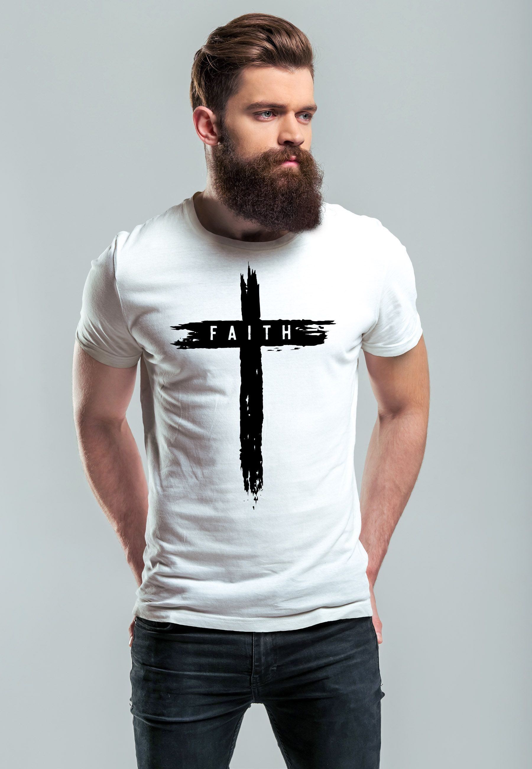 Neverless Print-Shirt Herren T-Shirt Printshirt Aufdruck günstig online kaufen