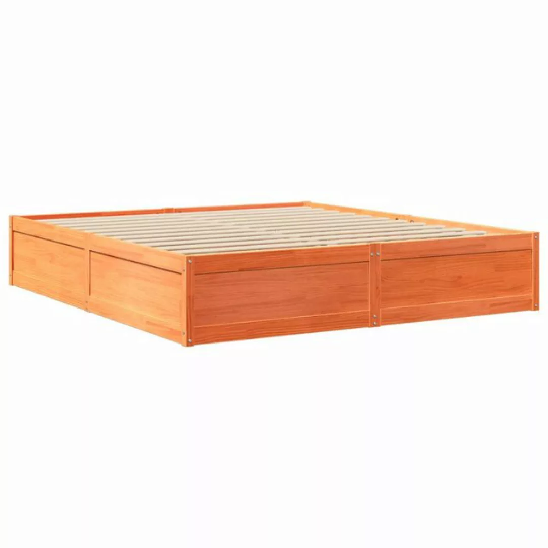 vidaXL Bett, Massivholzbett ohne Matratze Wachsbraun 180x200 Kiefernholz günstig online kaufen