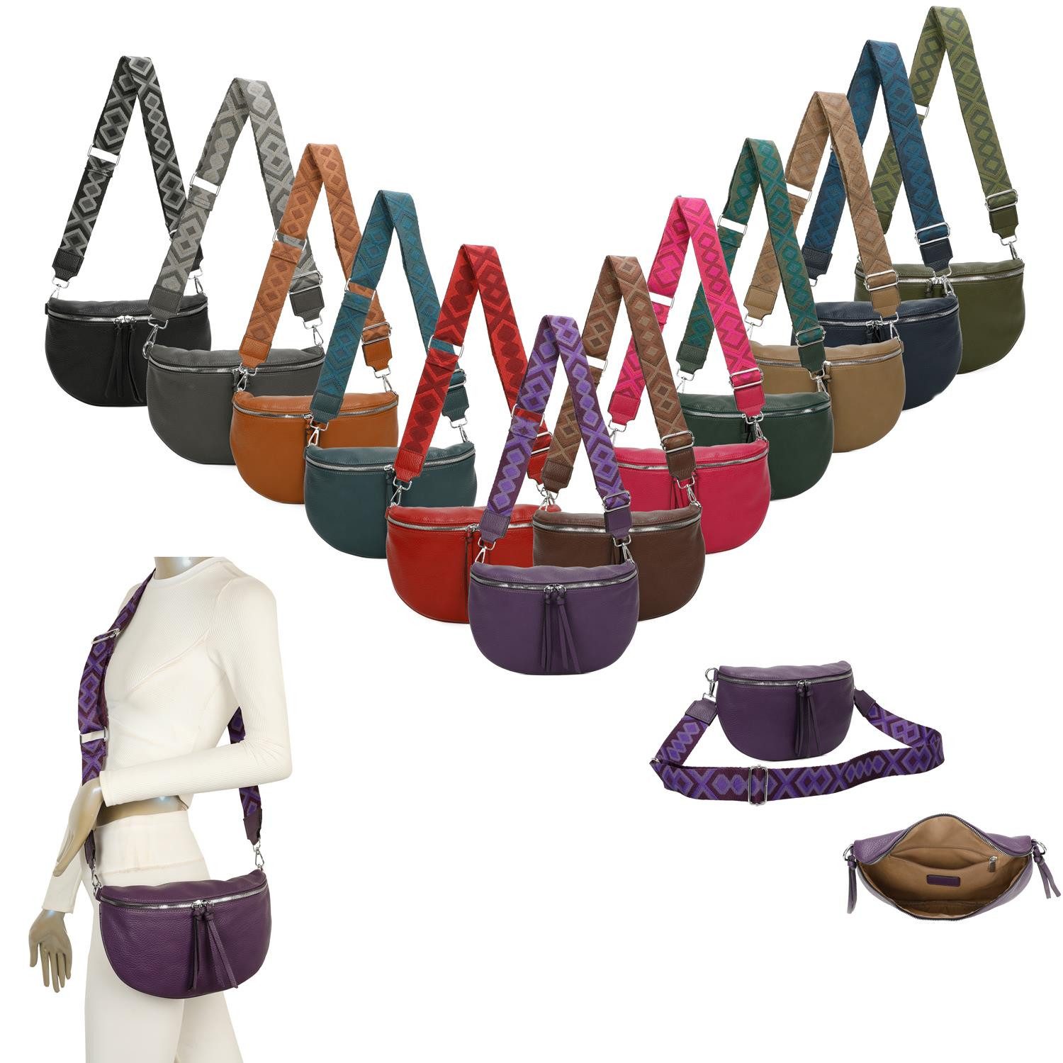 ITALYSHOP24 Bauchtasche Damen Gürteltasche Hüfttasche CrossBody günstig online kaufen