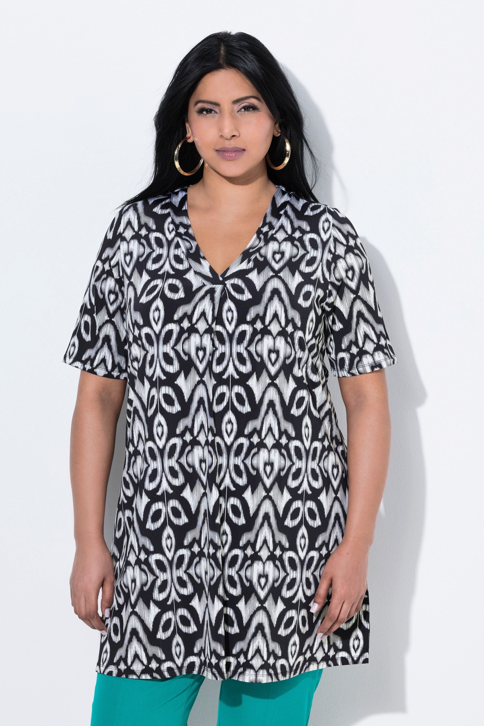 Ulla Popken T-Shirt Slinky-Longshirt florales Design günstig online kaufen