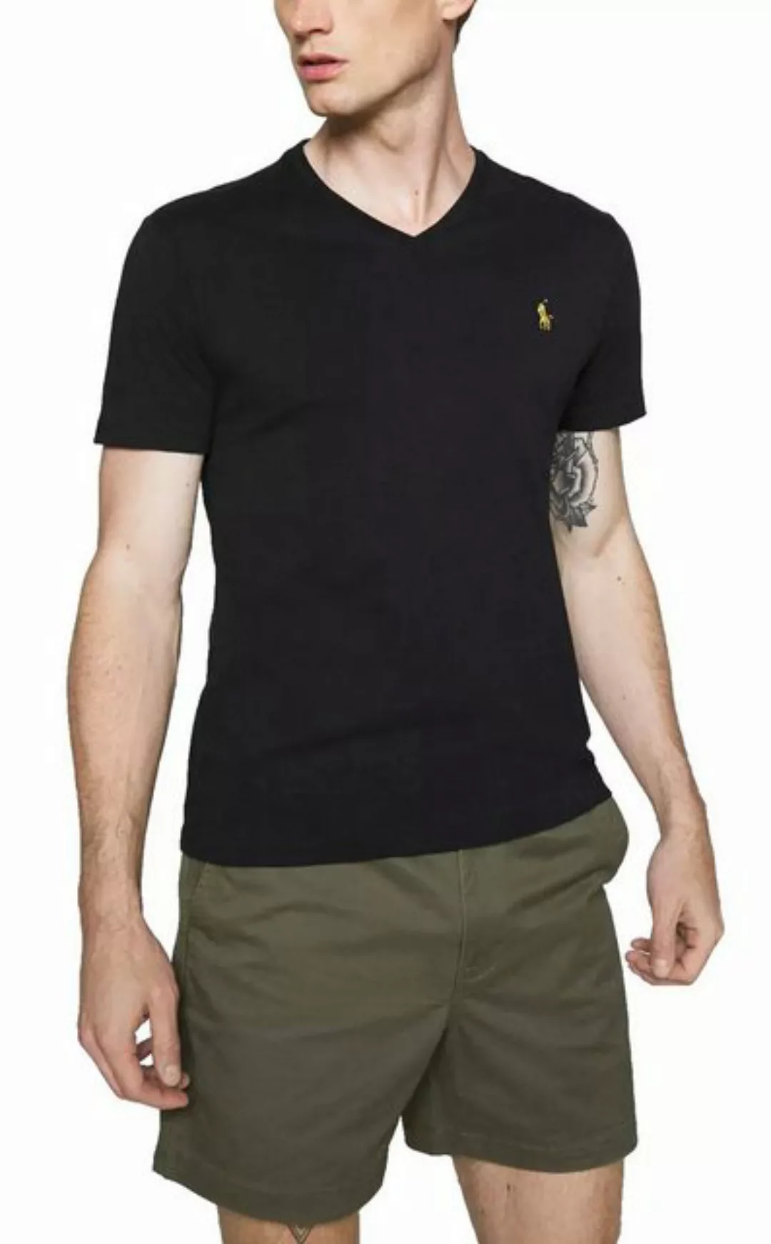 Polo Ralph Lauren T-Shirt V-Neck T-Shirt Custom Slim Fit Luxuriöser Interlo günstig online kaufen