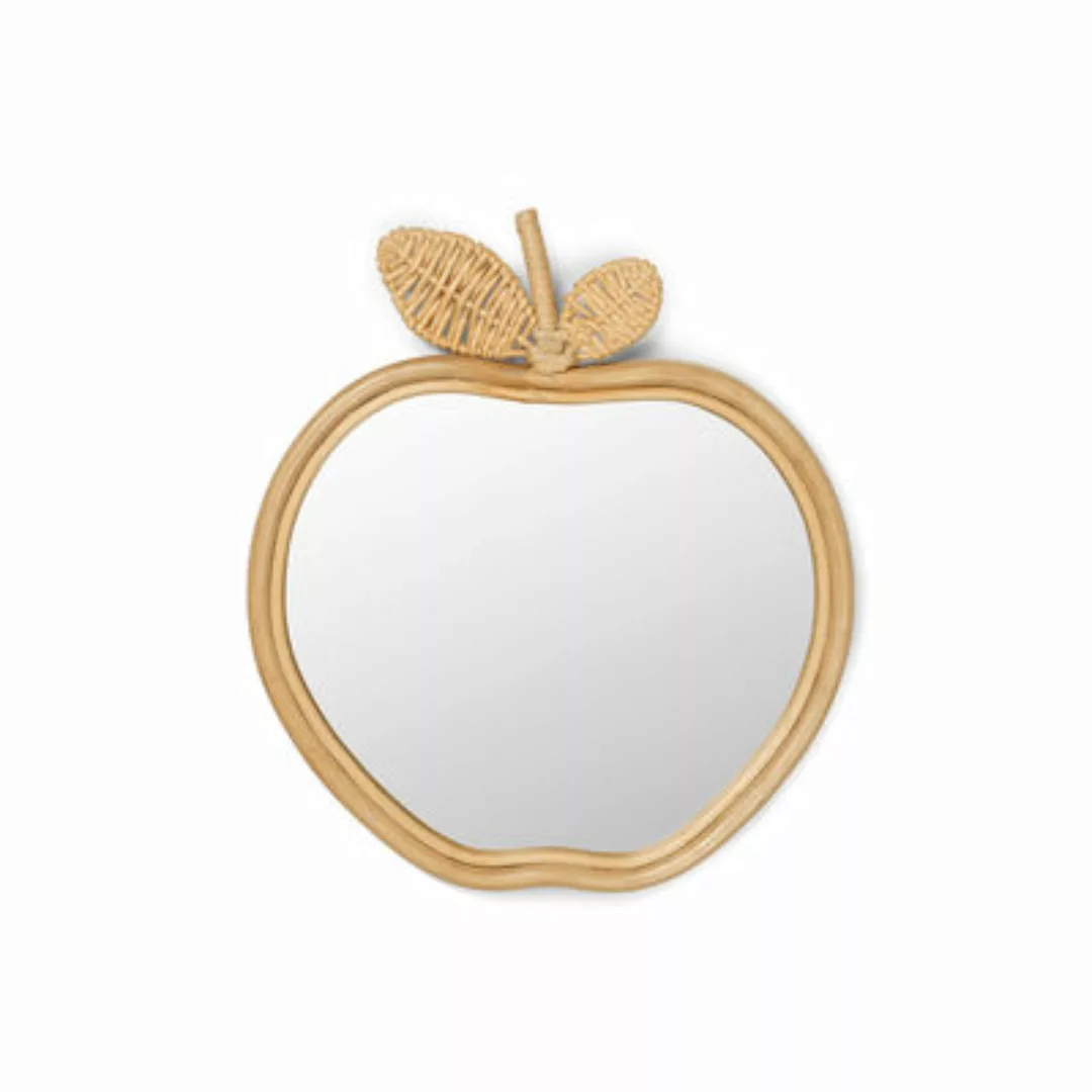 Wandspiegel Apple faser beige / Rattan - Ferm Living - Beige günstig online kaufen