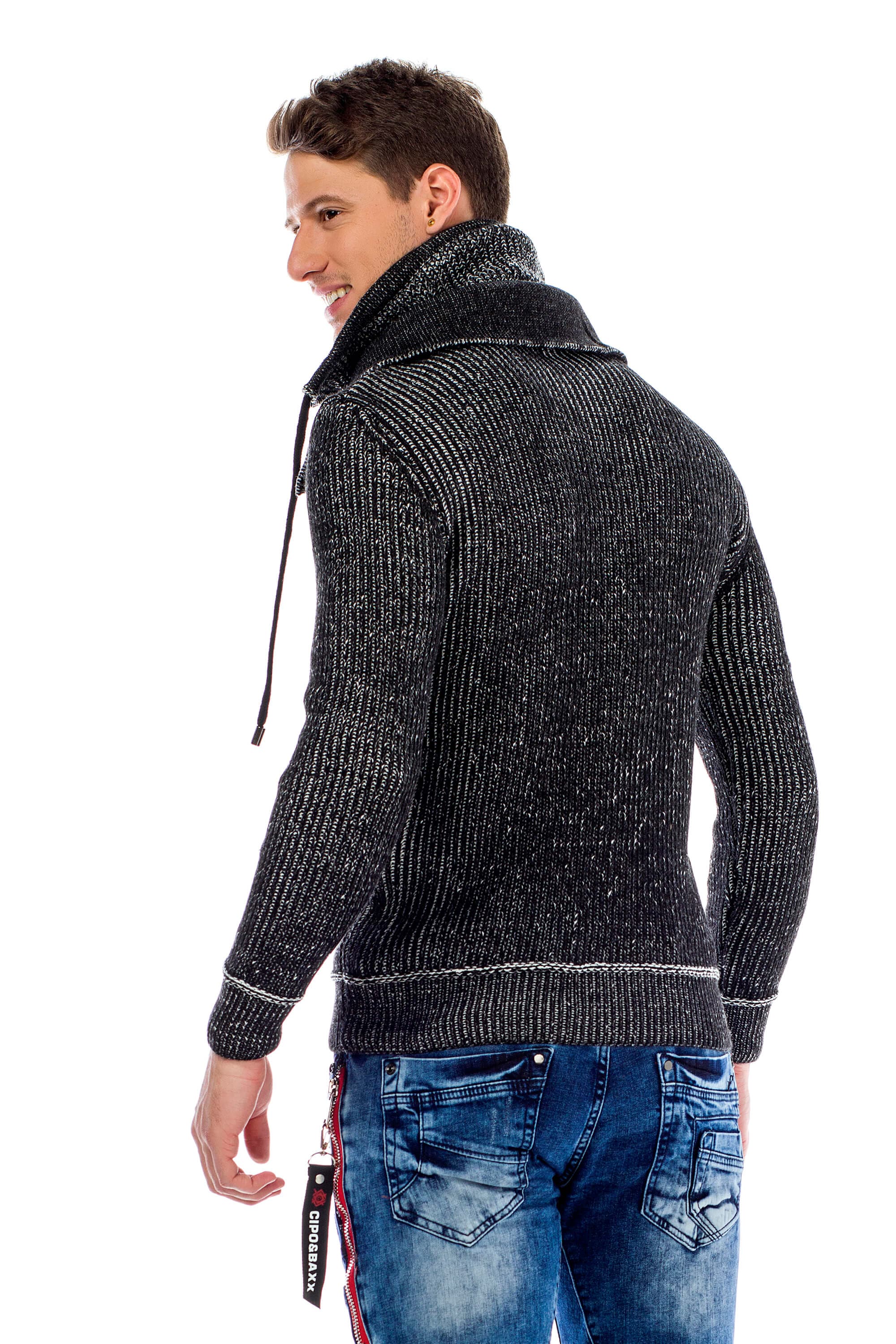 Cipo & Baxx Strickpullover, mit doppeltem Kragen günstig online kaufen