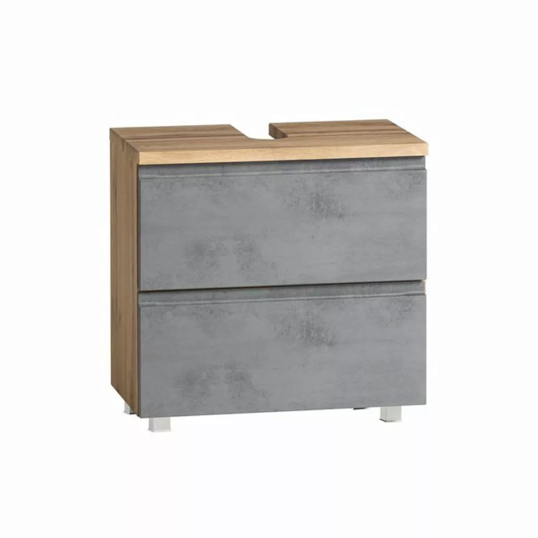 Lomadox Waschbeckenschrank VASTO-03-CONCRETE 60cm in Wotan Eiche Nb. mit Be günstig online kaufen