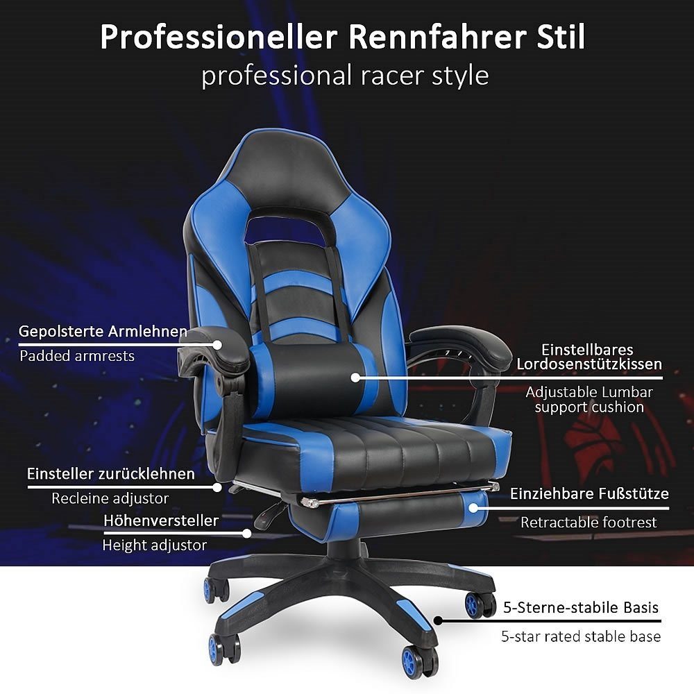 Mucola Schreibtischstuhl Gaming Stuhl Bürostuhl Kunstleder günstig online kaufen