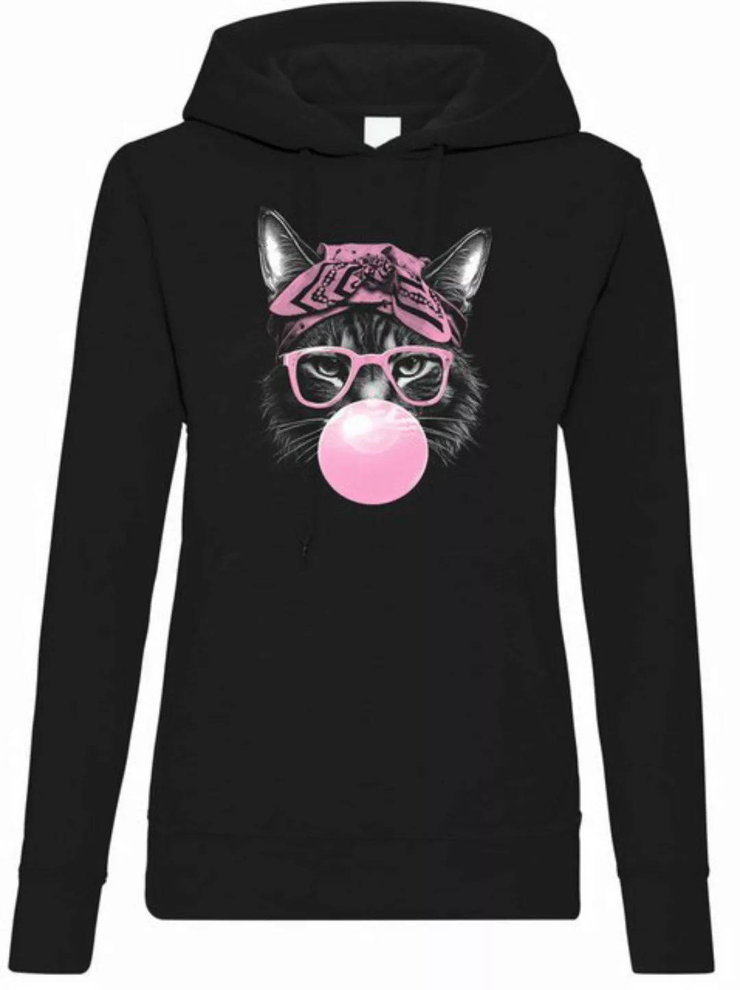 Youth Designz Kapuzenpullover Cat Cool Glasses Damen Hoodie Pullover mit mo günstig online kaufen