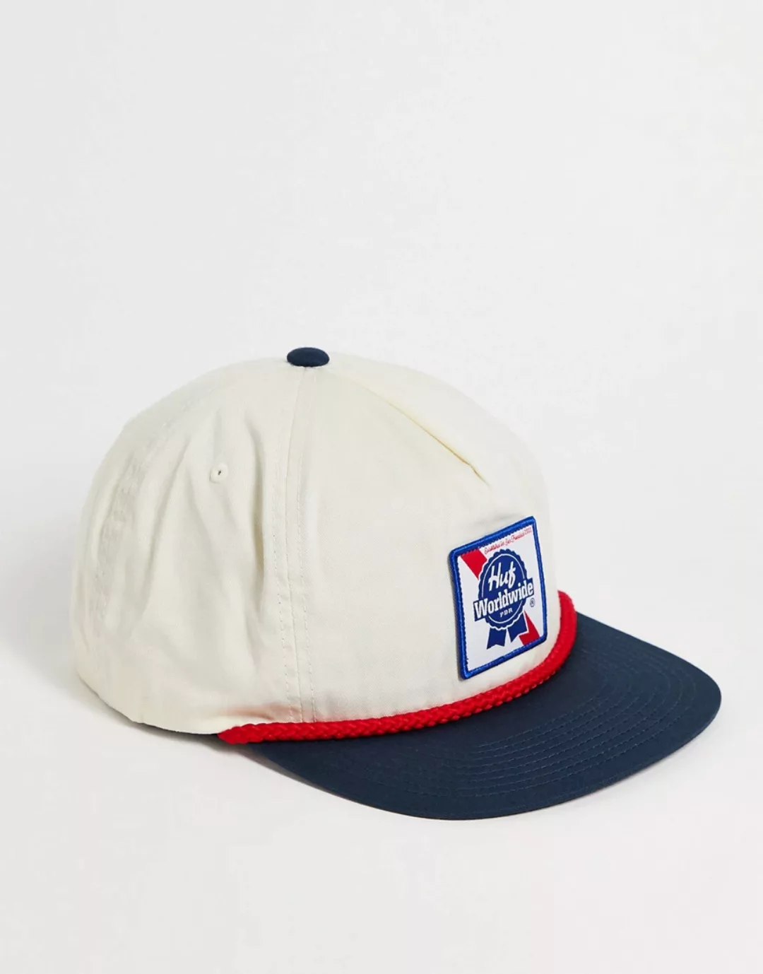 HUF x Pabst Blue Ribbon – Snapback-Cap in Weiß mit Logo günstig online kaufen