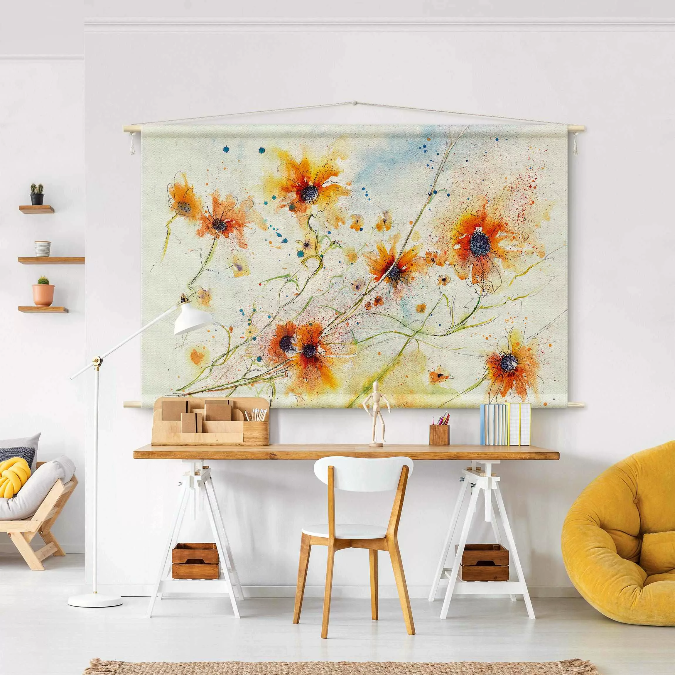 Wandteppich Painted Flowers günstig online kaufen