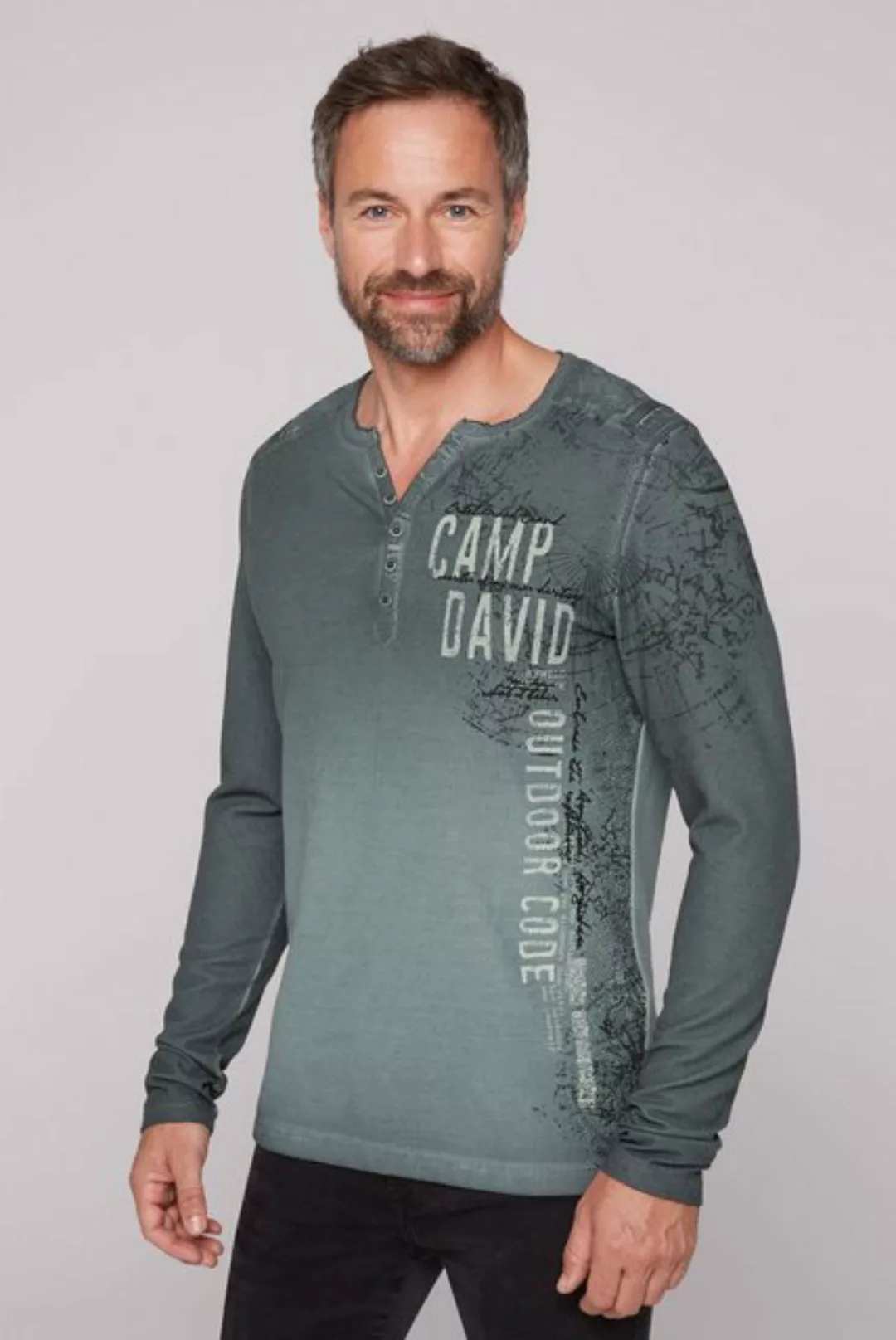 CAMP DAVID Langarmshirt mit Used-Kanten günstig online kaufen