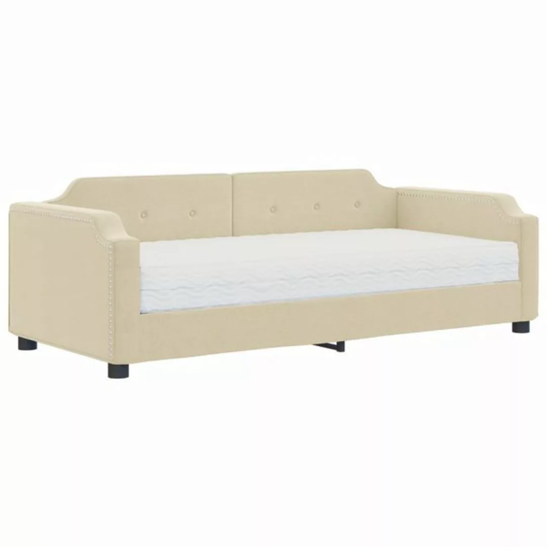 vidaXL Gästebett Gästebett Tagesbett mit Matratze Creme 100x200 cm Stoff Be günstig online kaufen