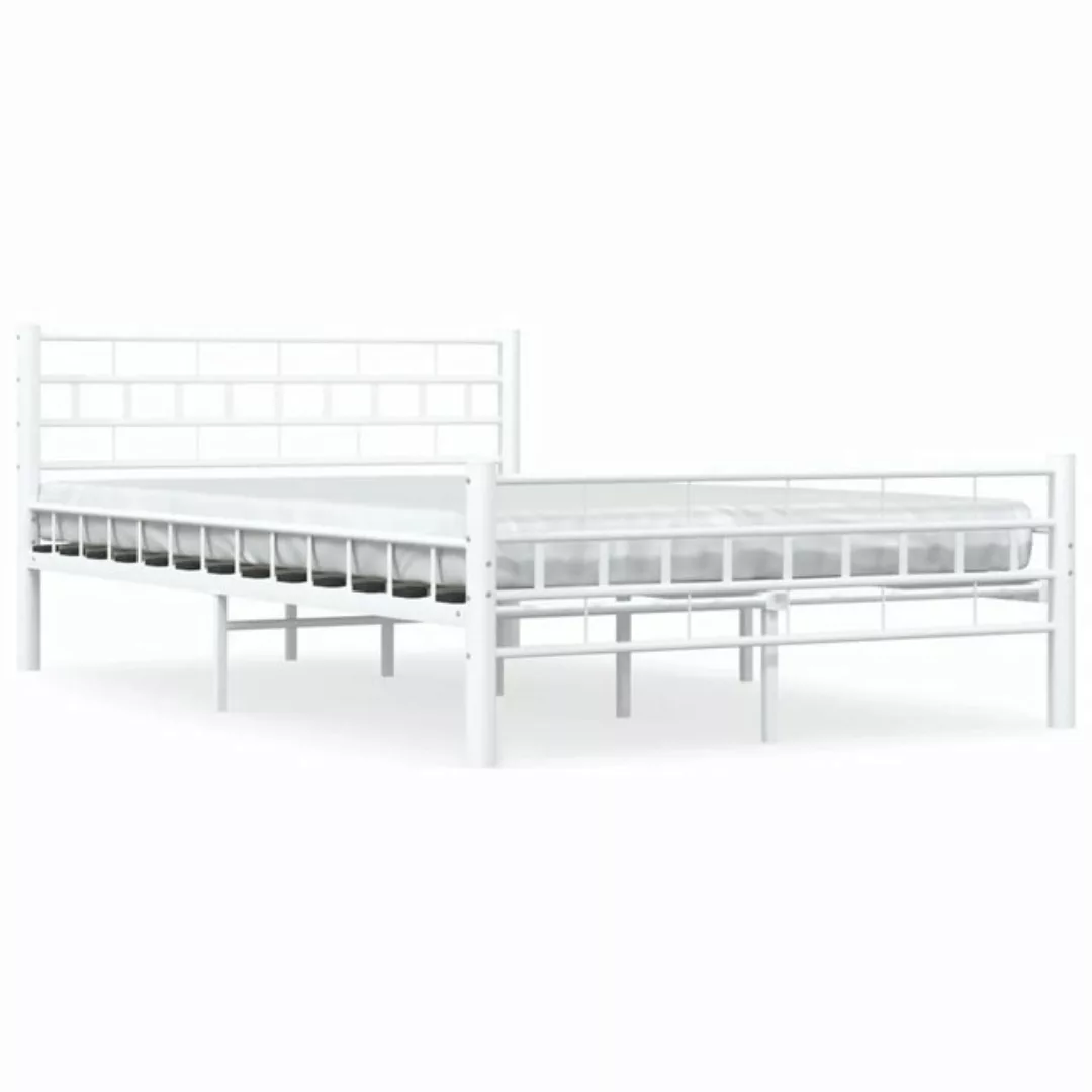 vidaXL Bett Bettgestell Weiß Metall 120x200 cm günstig online kaufen