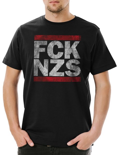 Urban Backwoods Print-Shirt FCK NZS Herren T-Shirt Anti Nazis Fun Shirt Coe günstig online kaufen