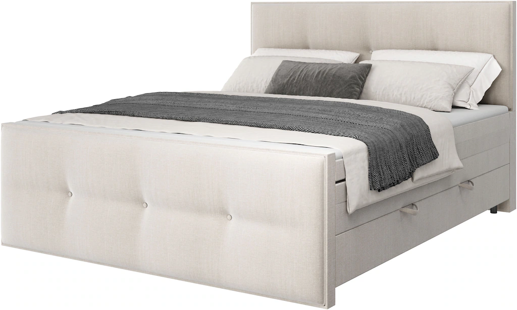 FORTE Boxspringbett "Eve inkl. zwei Bettkästen und Kaltschaum Topper", und günstig online kaufen