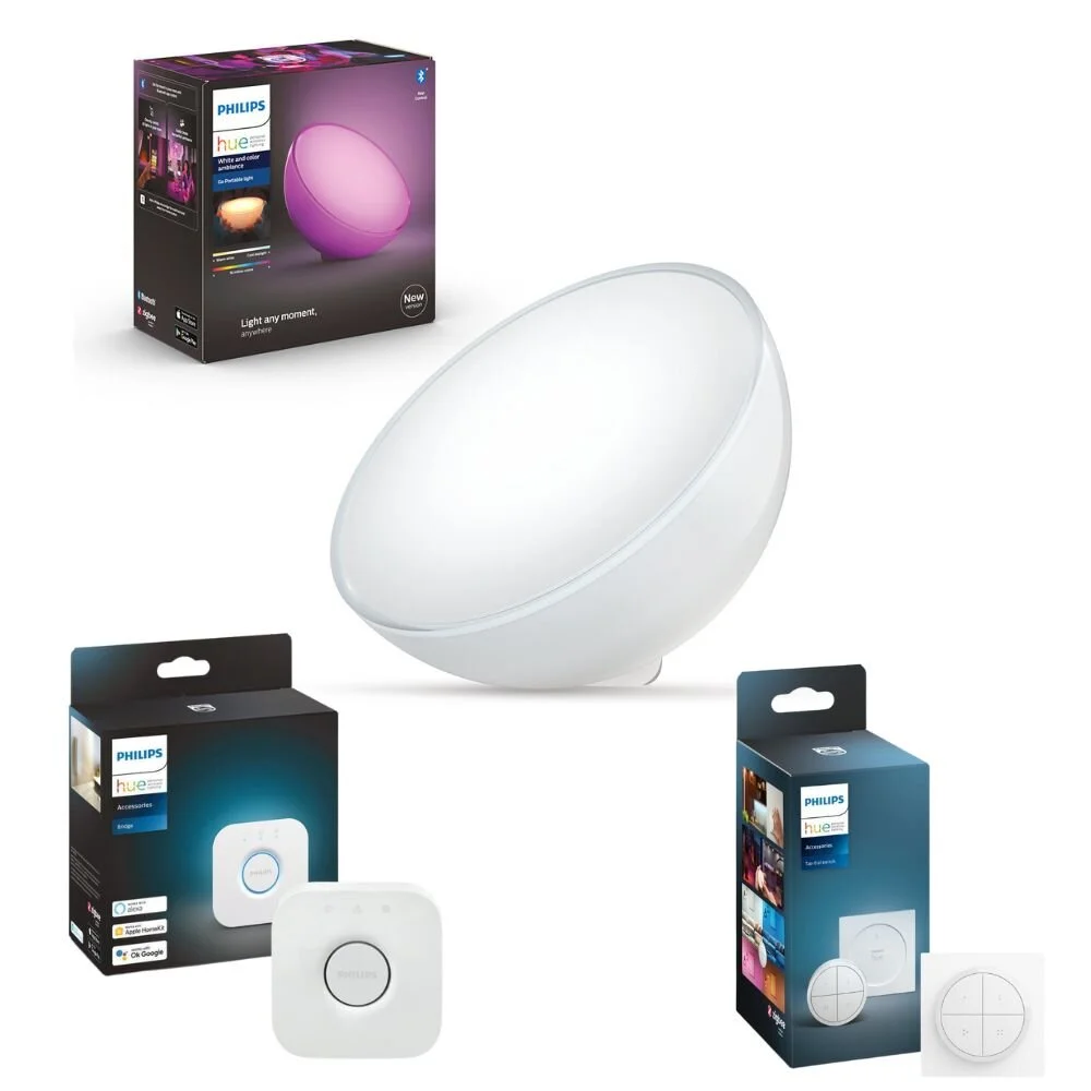 Philips Hue Bluetooth Go Akku Tischleuchte Weiß 520lm inkl. Bridge und Tap günstig online kaufen