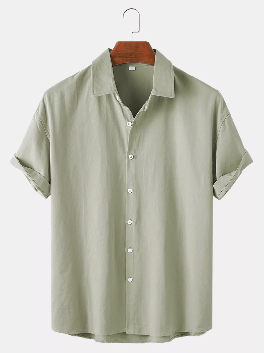 Herren Solid Color Cotton Basic Light Atmungsaktive Kurzarmhemden günstig online kaufen