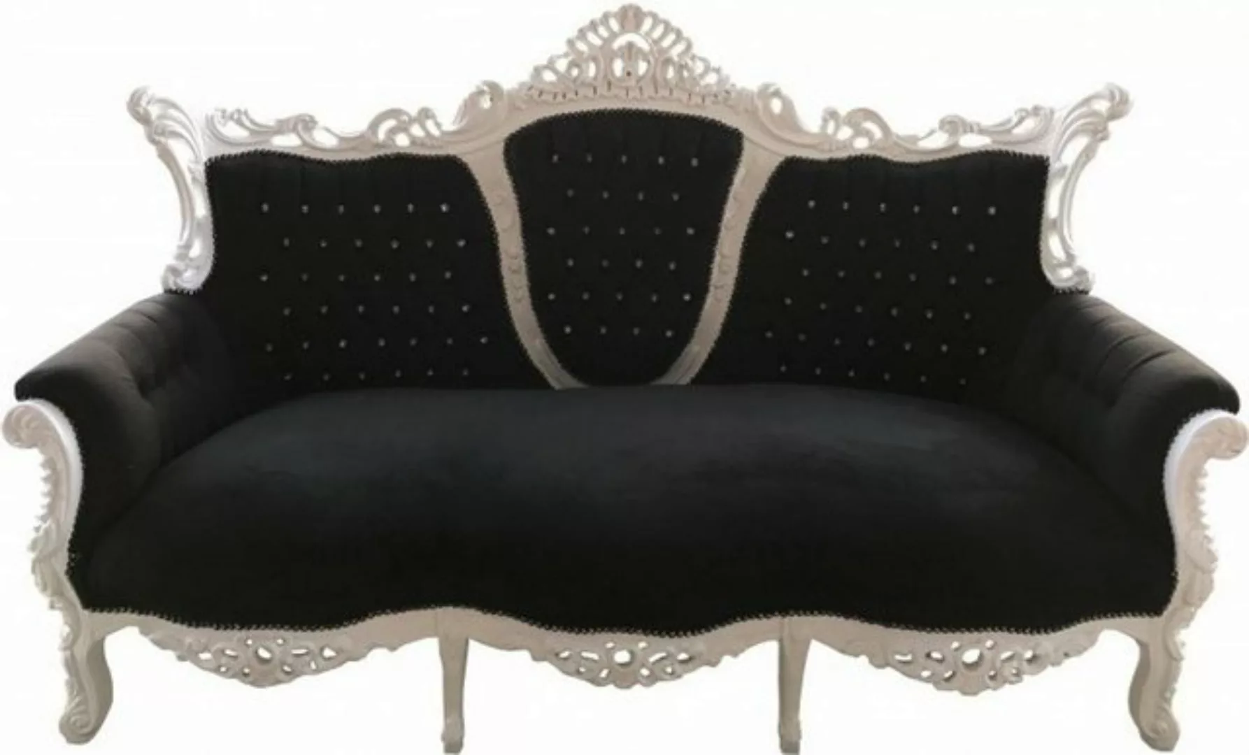 Casa Padrino 3-Sitzer Barock 3-er Sofa Master Schwarz / Weiß mit Bling Blin günstig online kaufen