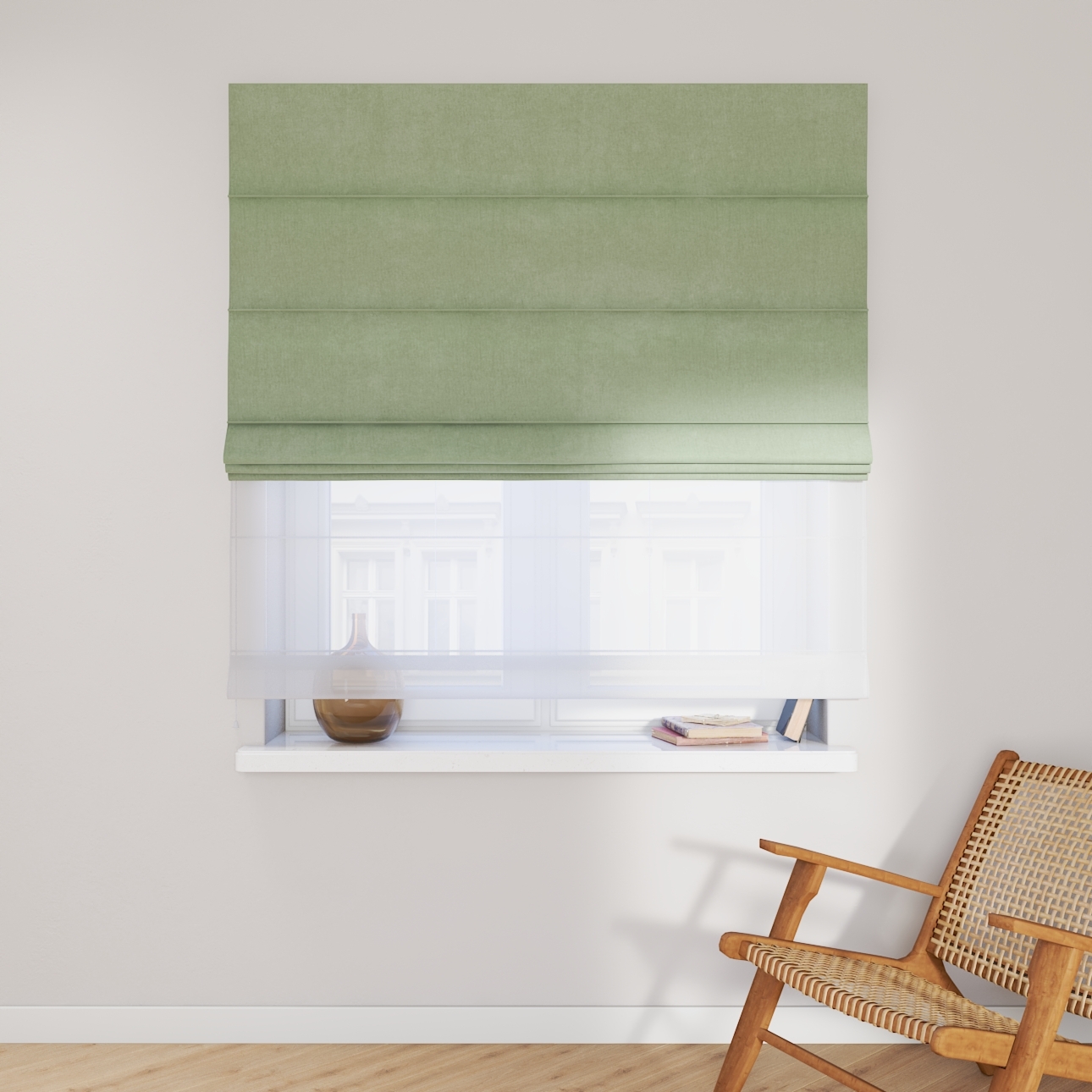 Dekoria Doppelraffrollo Duo, grün, 120 x 160 cm günstig online kaufen