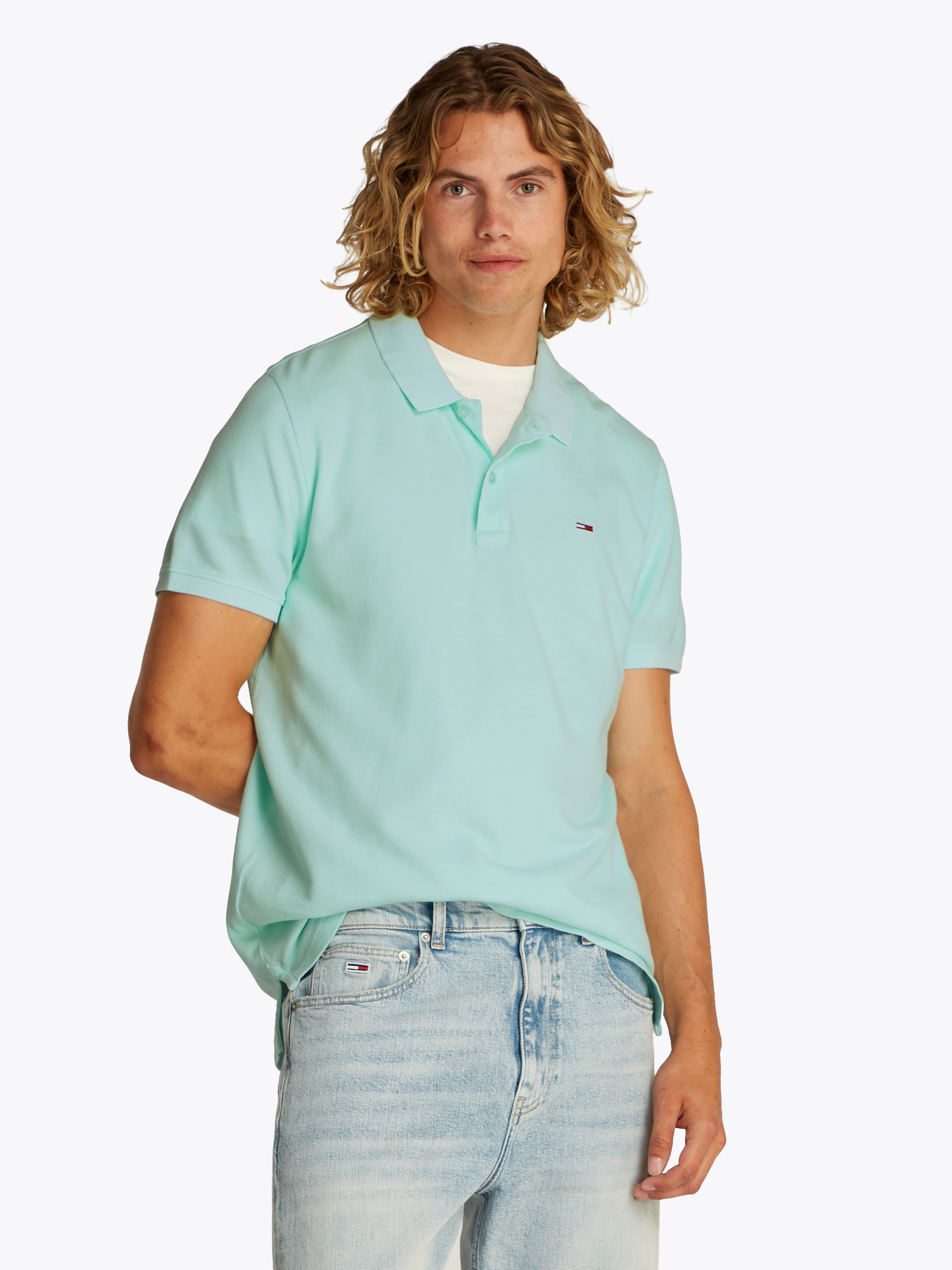 Tommy Jeans Poloshirt "TJM SLIM ESSENTIAL GD POLO SS", mit Logostickerei günstig online kaufen