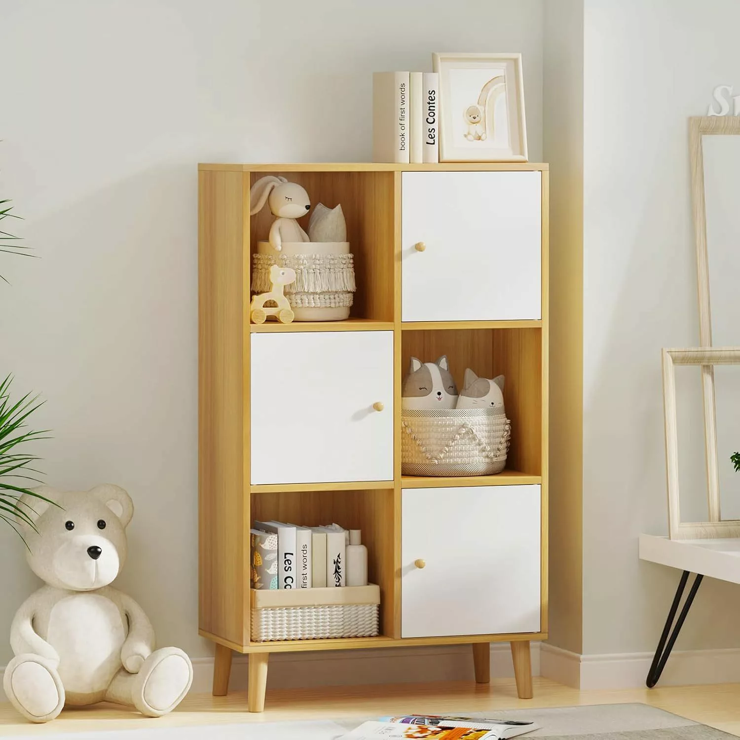 JEOBEST Bücherregal Bücherschrank mit 3 Türen, günstig online kaufen