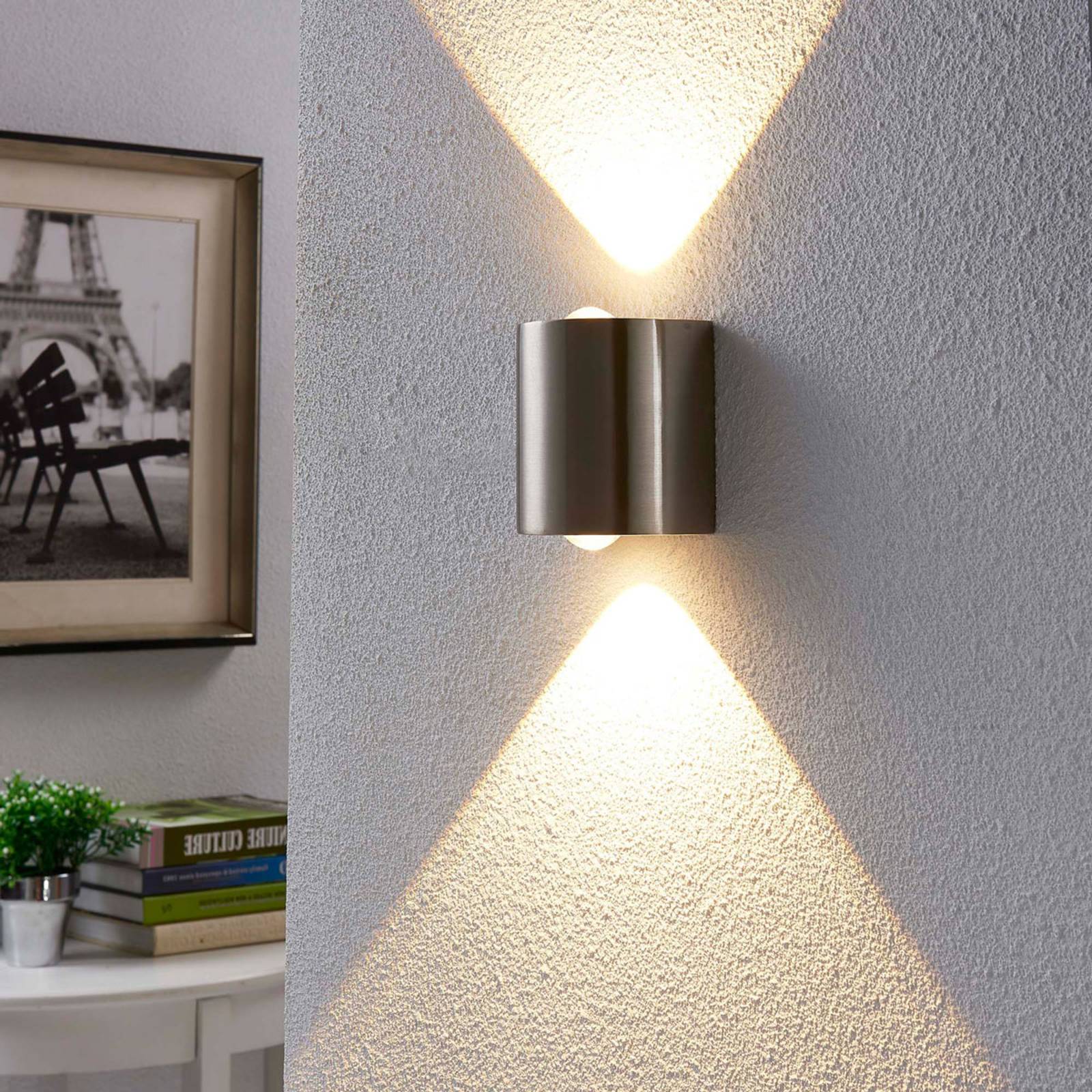 Halbrunde LED-Wandleuchte Lareen, nickel satiniert günstig online kaufen